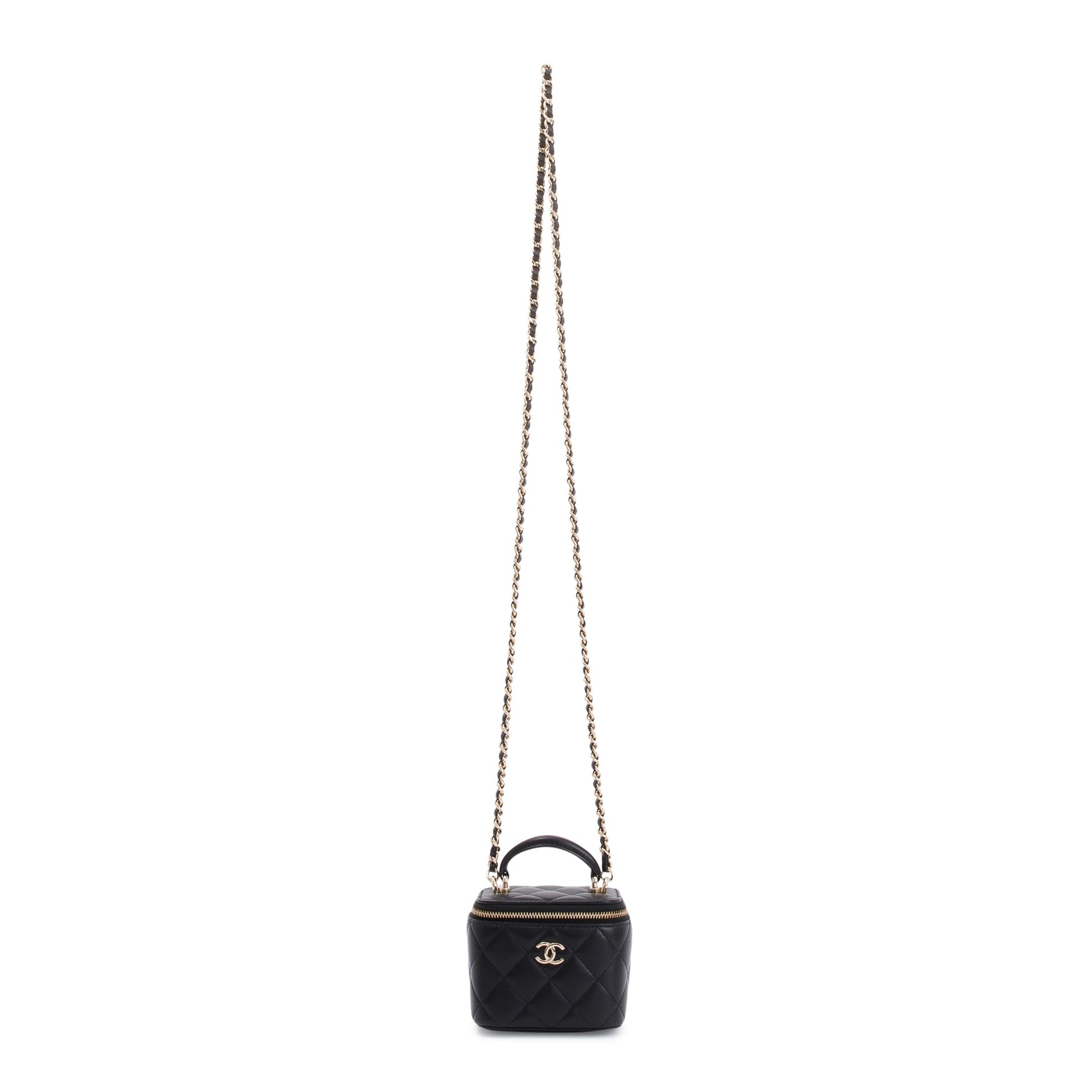 Chanel Vanity Leather Lambskin Black Travel Bag
