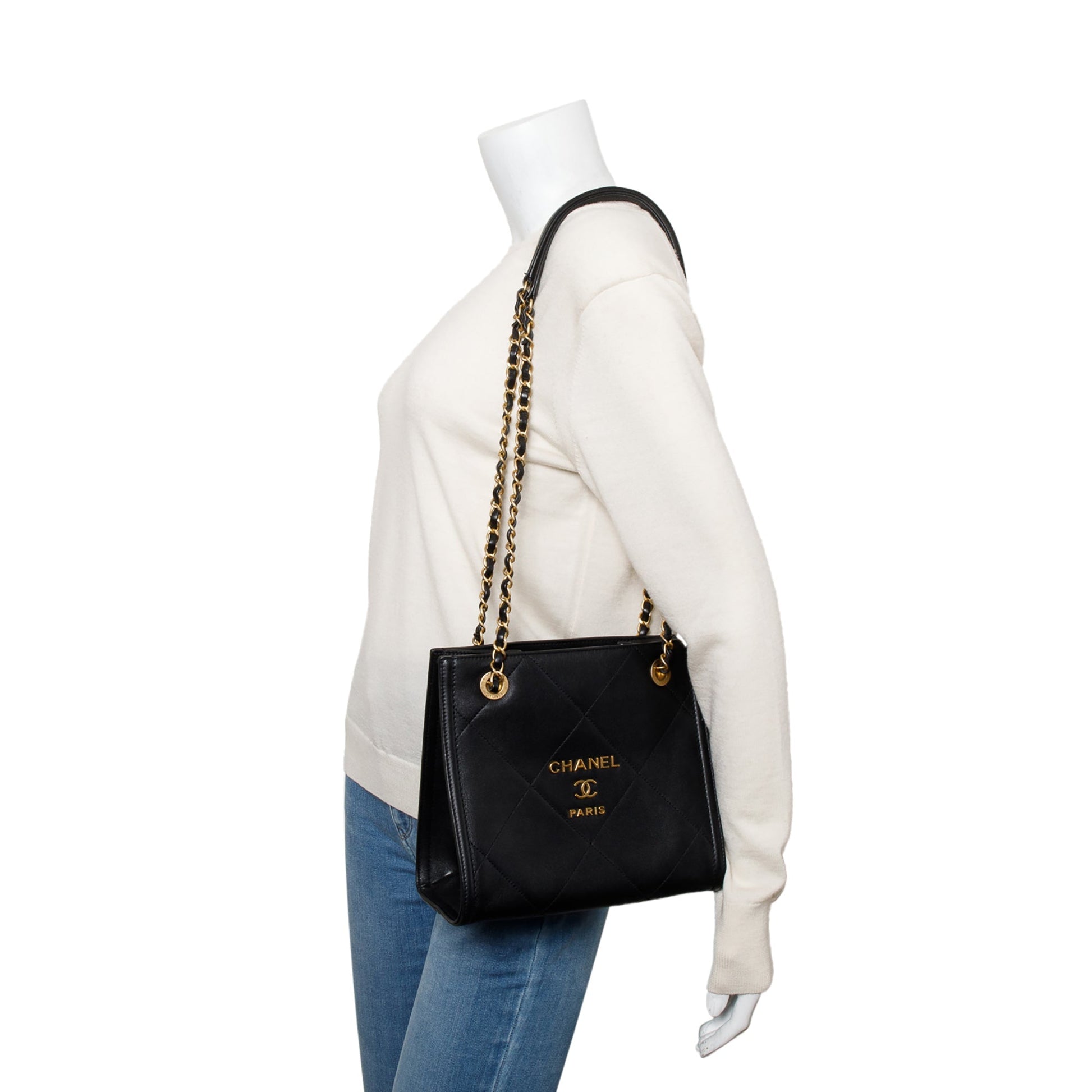 Chanel Quilted Matelasse Shopper Black Travel Bag
