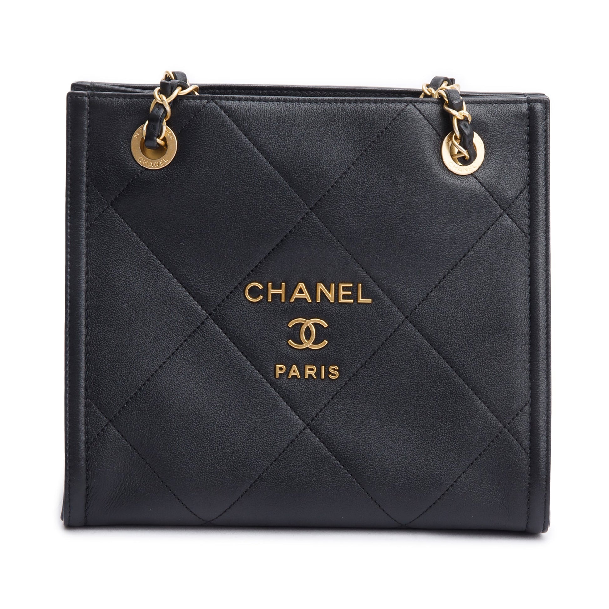 Chanel Quilted Matelasse Shopper Black Travel Bag