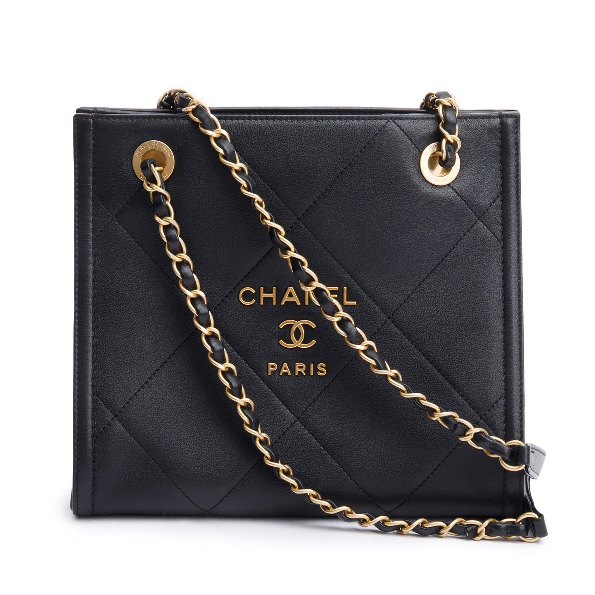 Chanel Quilted Matelasse Shopper Black Travel Bag