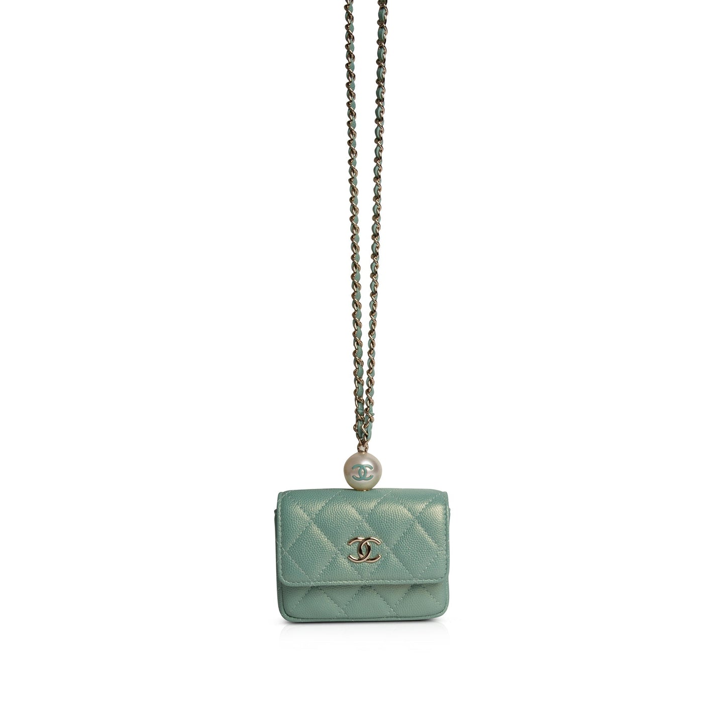 Chanel CC Pearl Coin Purse Wallet Case
