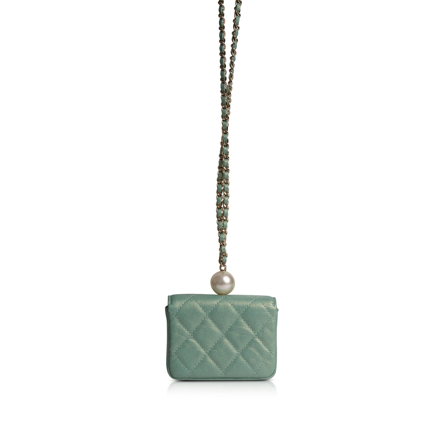 Chanel CC Pearl Coin Purse Wallet Case