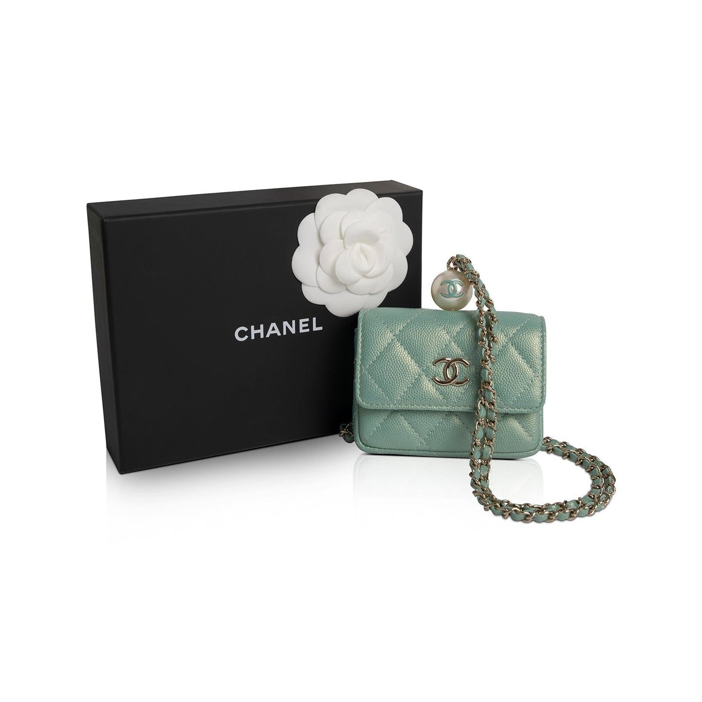 Chanel CC Pearl Coin Purse Wallet Case