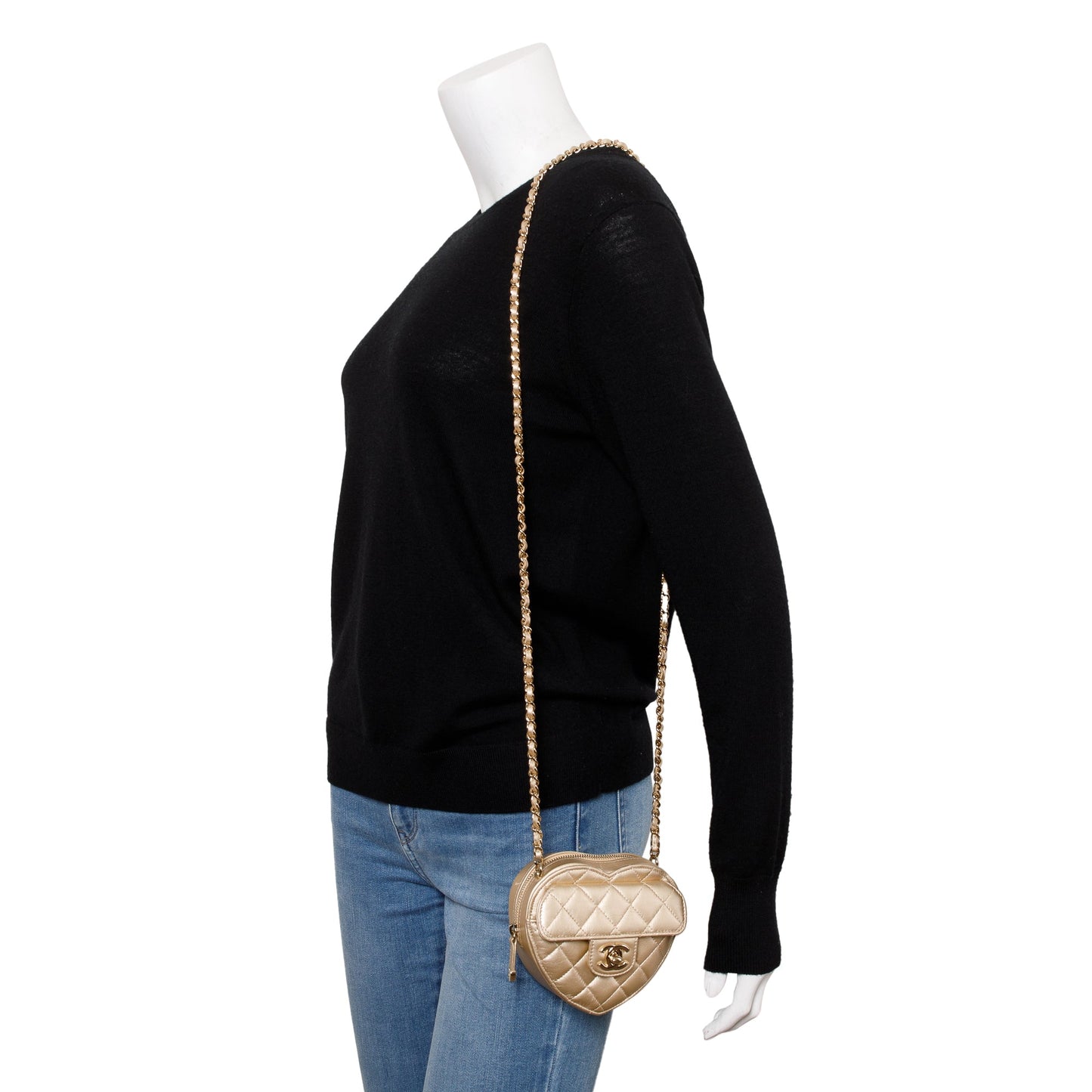 Chanel CC Love Heart Leather Lambskin Gold Travel Bag