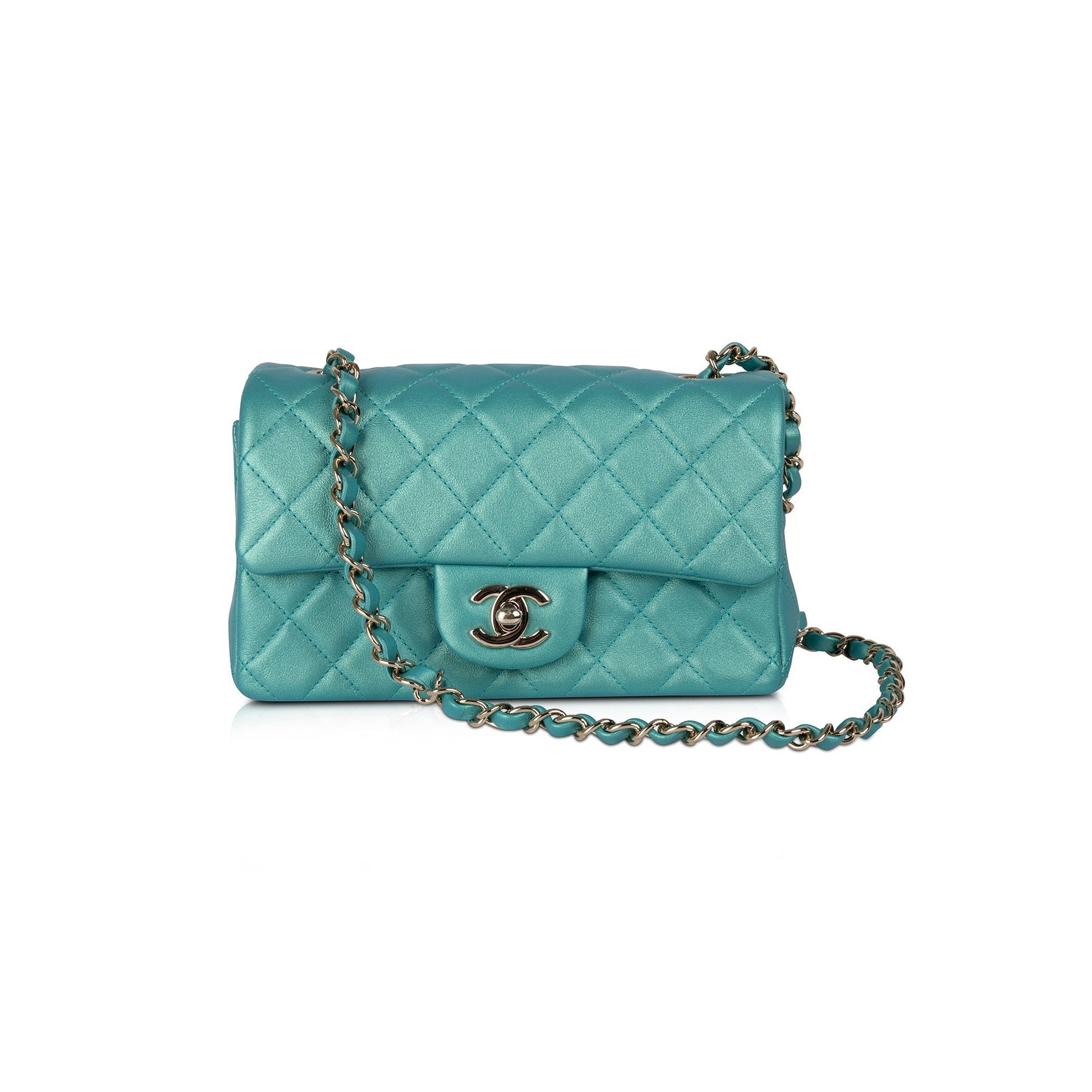 Chanel Iridescent Classic Rectangular Flap Green Travel Bag