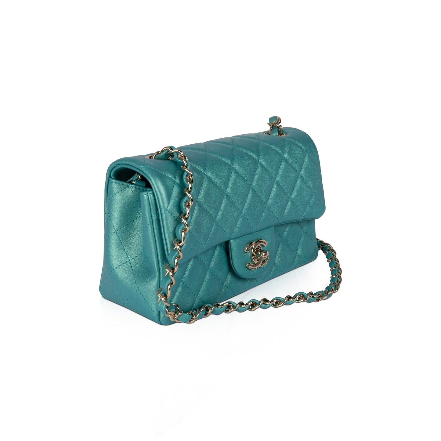 Chanel Iridescent Classic Rectangular Flap Green Travel Bag