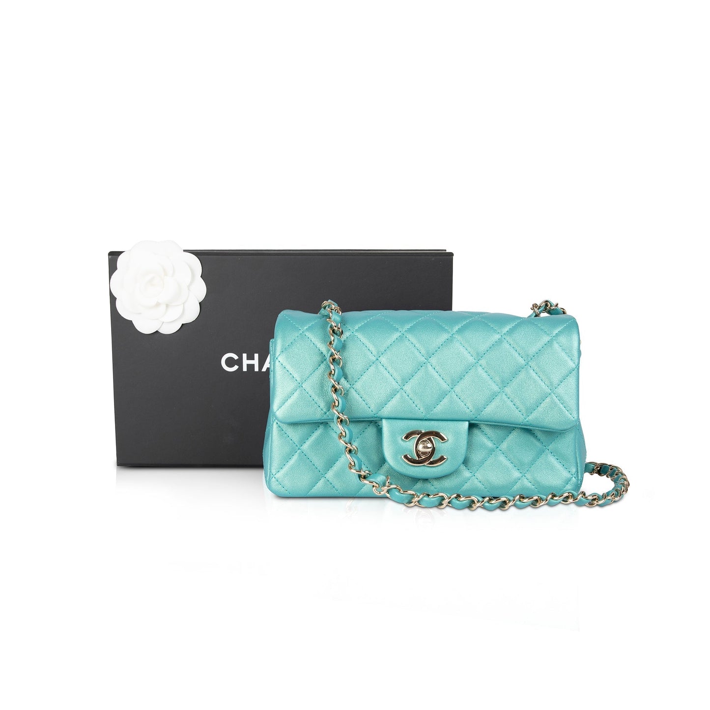 Chanel Iridescent Classic Rectangular Flap Green Travel Bag