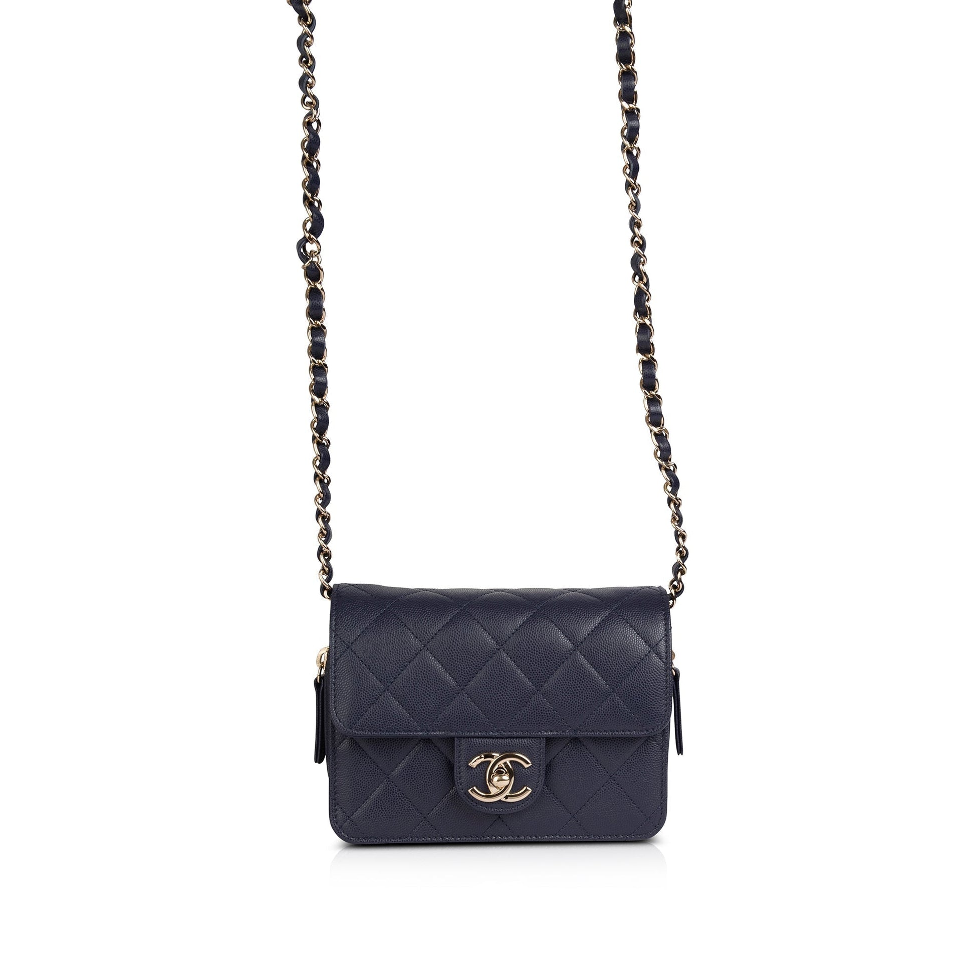 Chanel Navy Like A Flap Wallet Case