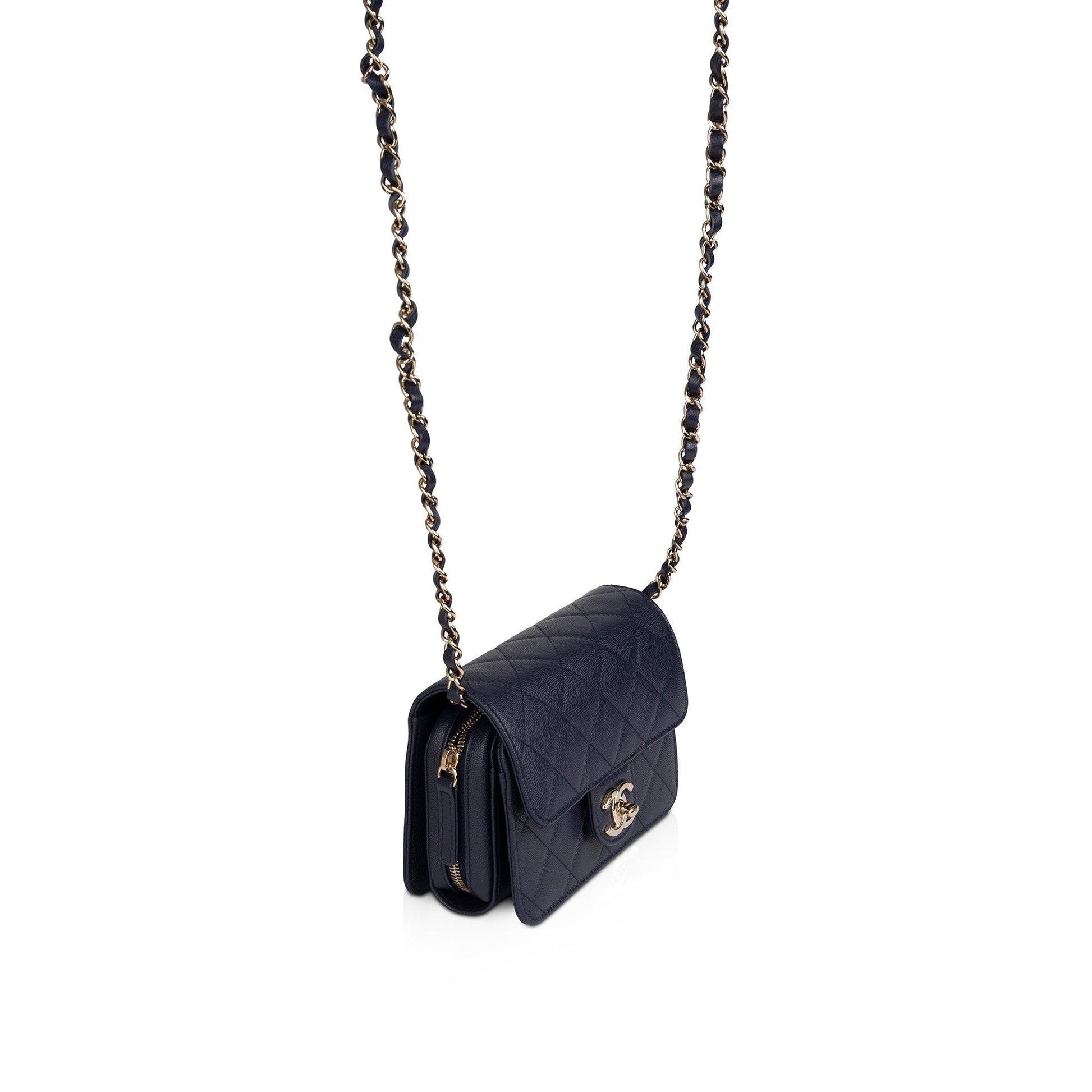 Chanel Navy Like A Flap Wallet Case