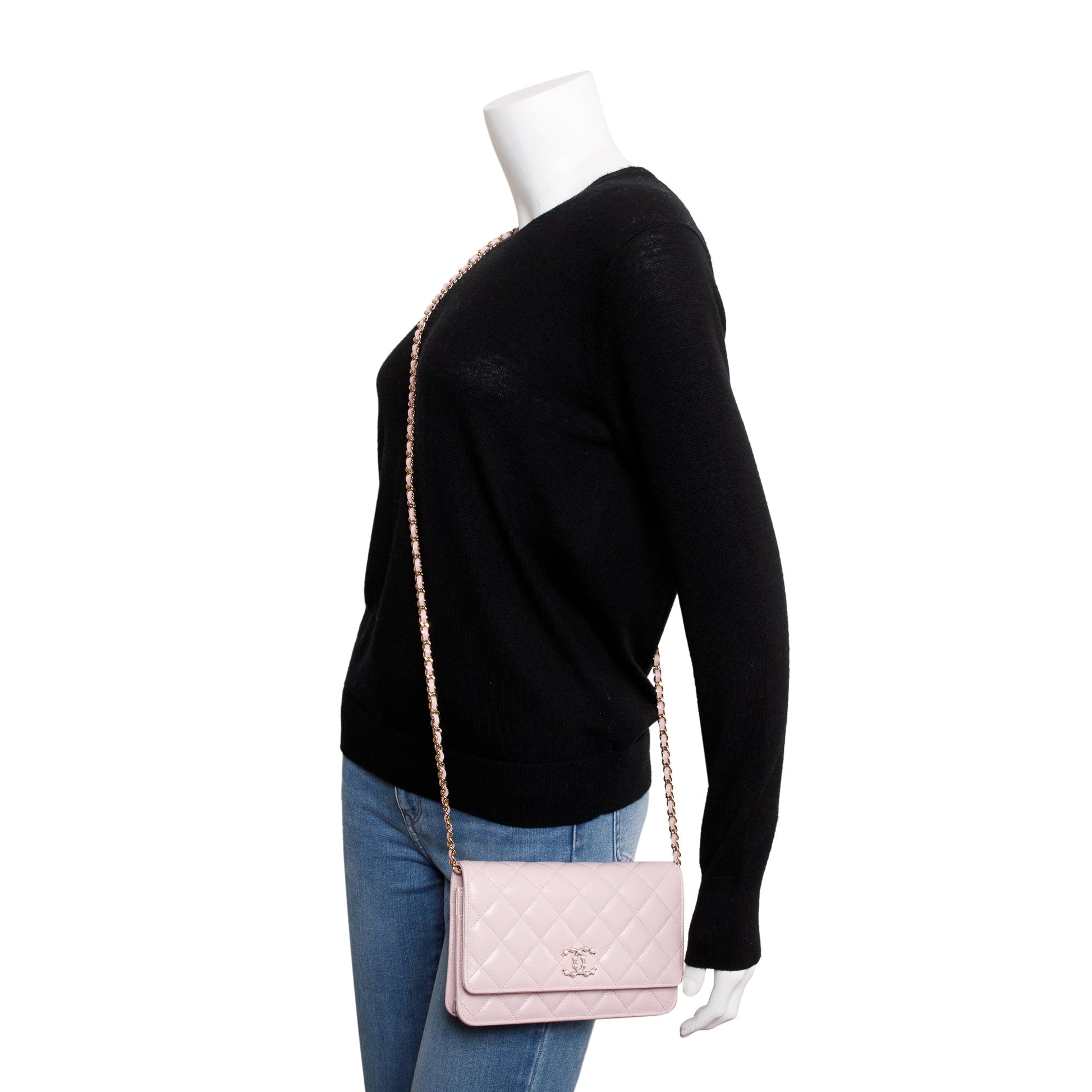 Chanel Caviar Coco Candy on Leather Pink Wallet Case