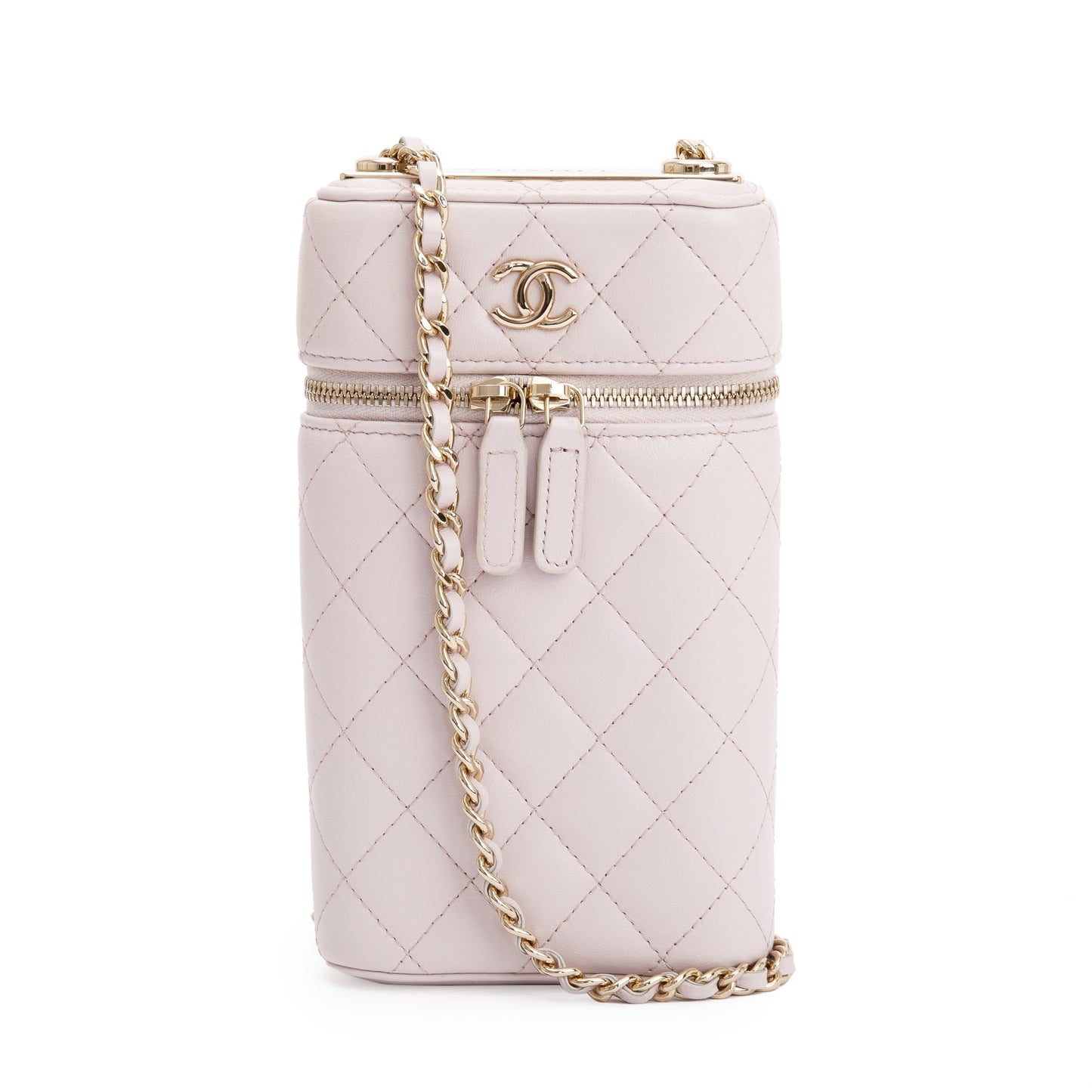 Chanel Quilted Trendy CC Phone Holder Leather Lambskin Pink Travel Bag