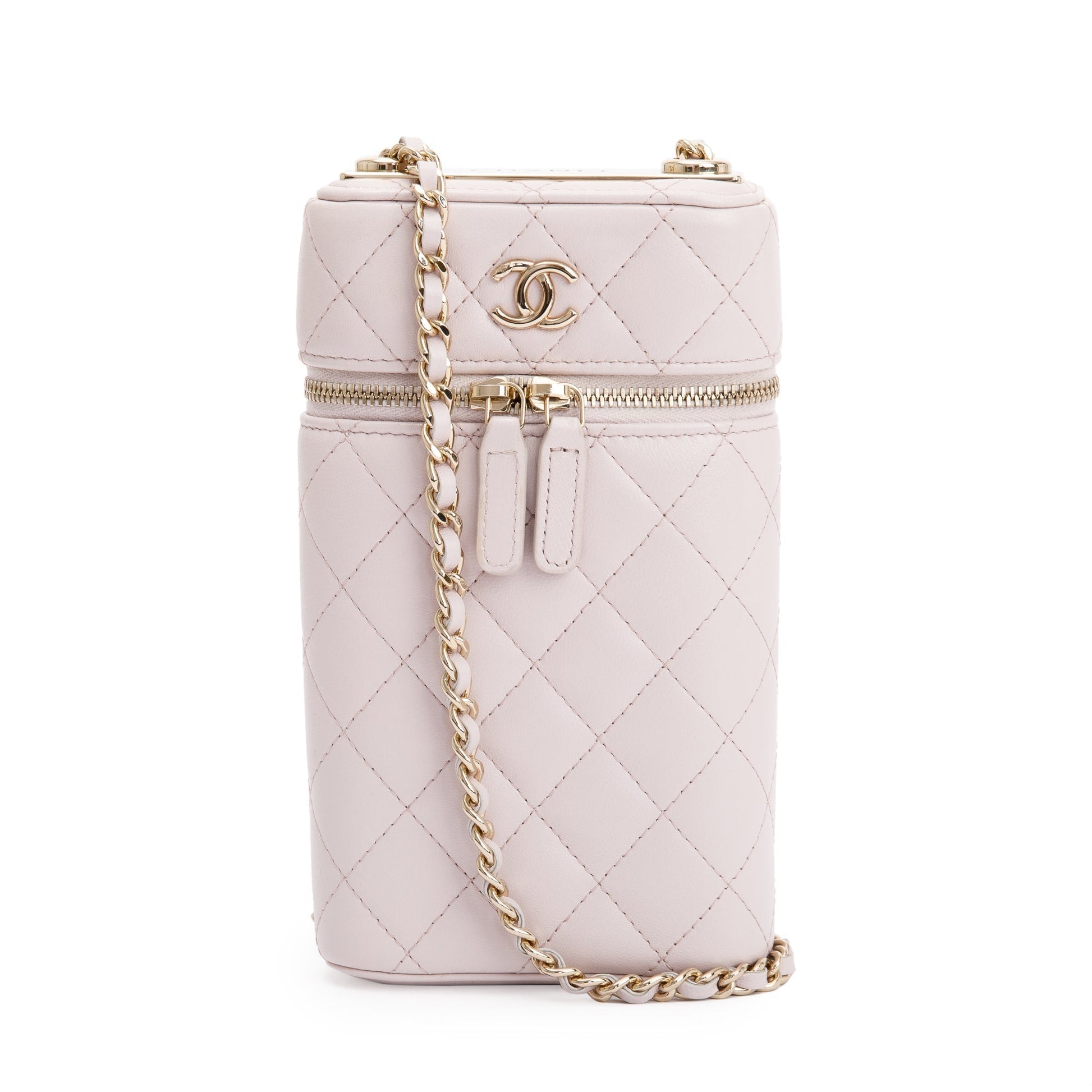 Chanel Quilted Trendy CC Phone Holder Leather Lambskin Pink Travel Bag