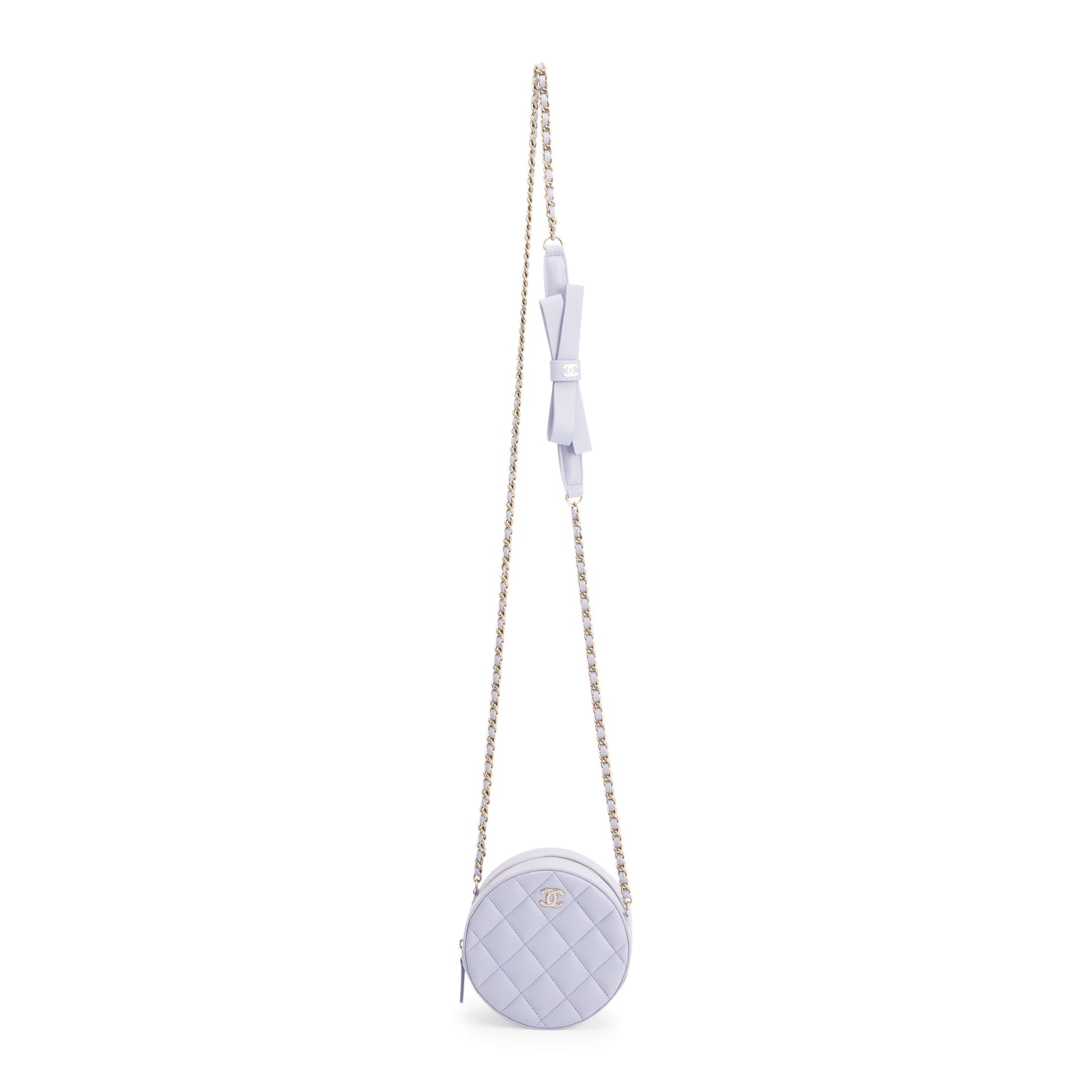 Chanel Purple Bow Round Lambskin Travel Bag