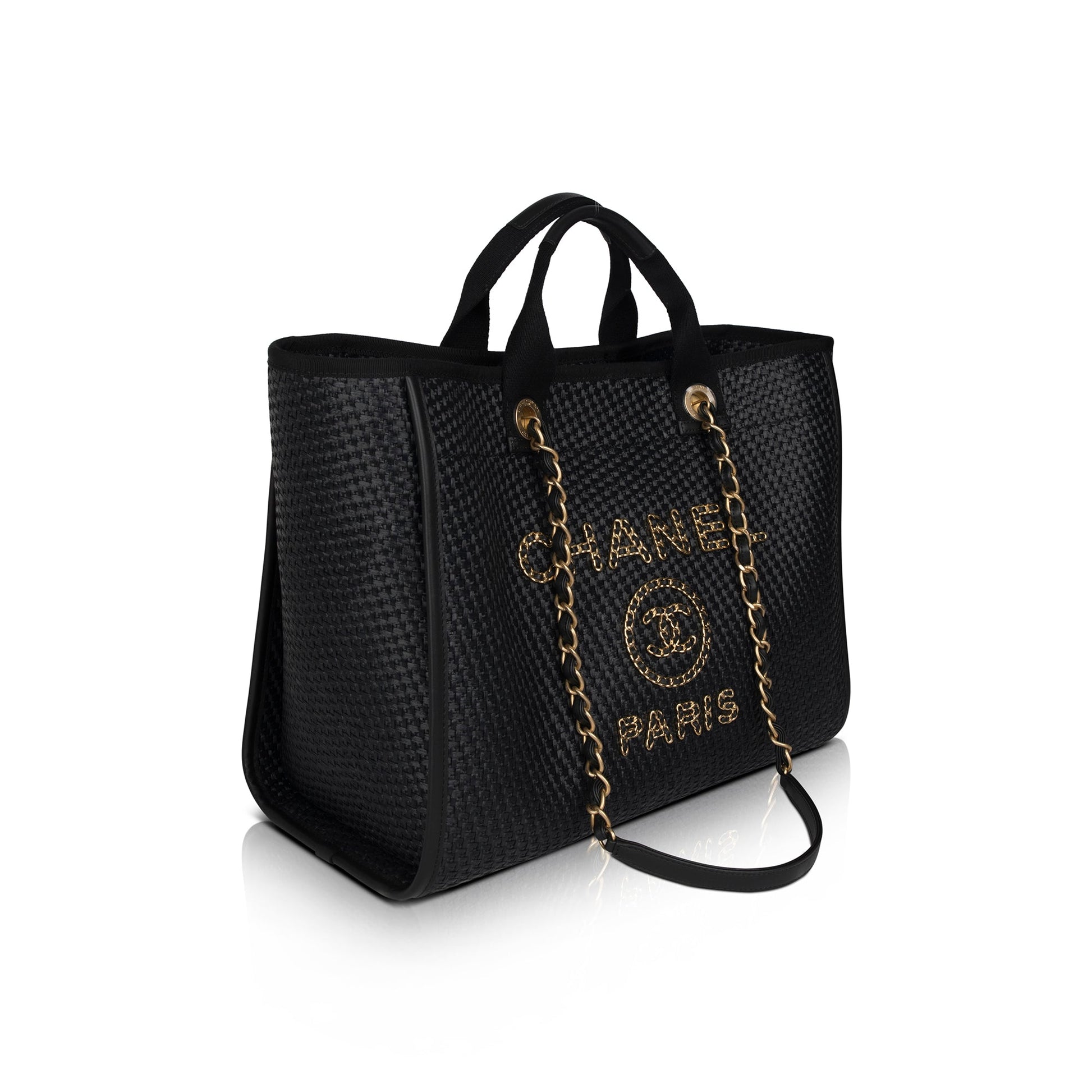 Chanel Straw Raffia Deauville Calfskin Travel Bag
