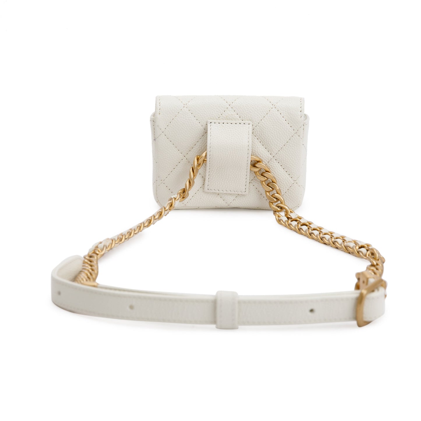 Chanel Caviar CC Flap Card Holder Leather White Wallet Case