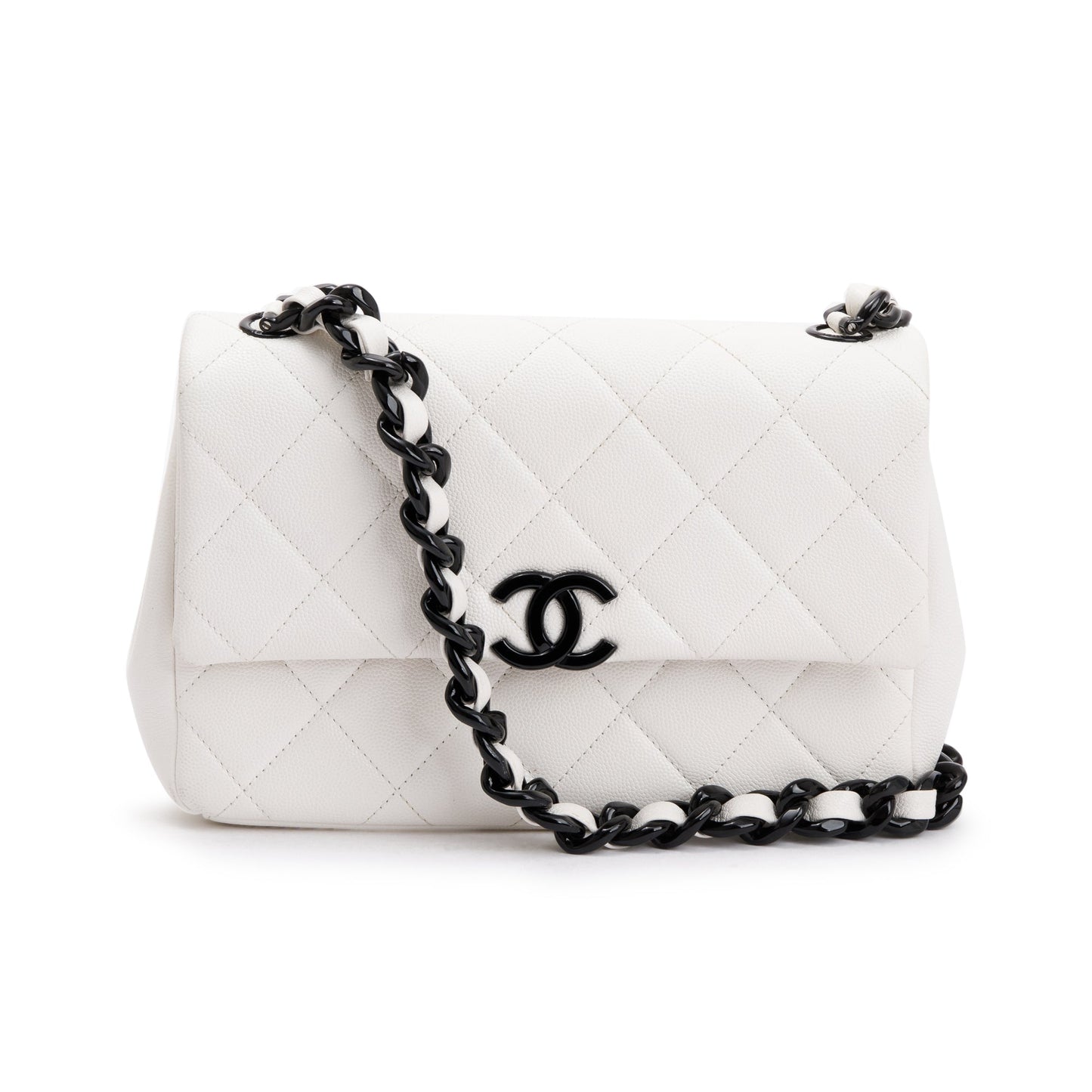 Chanel Caviar My Everything Flap Leather White Travel Bag