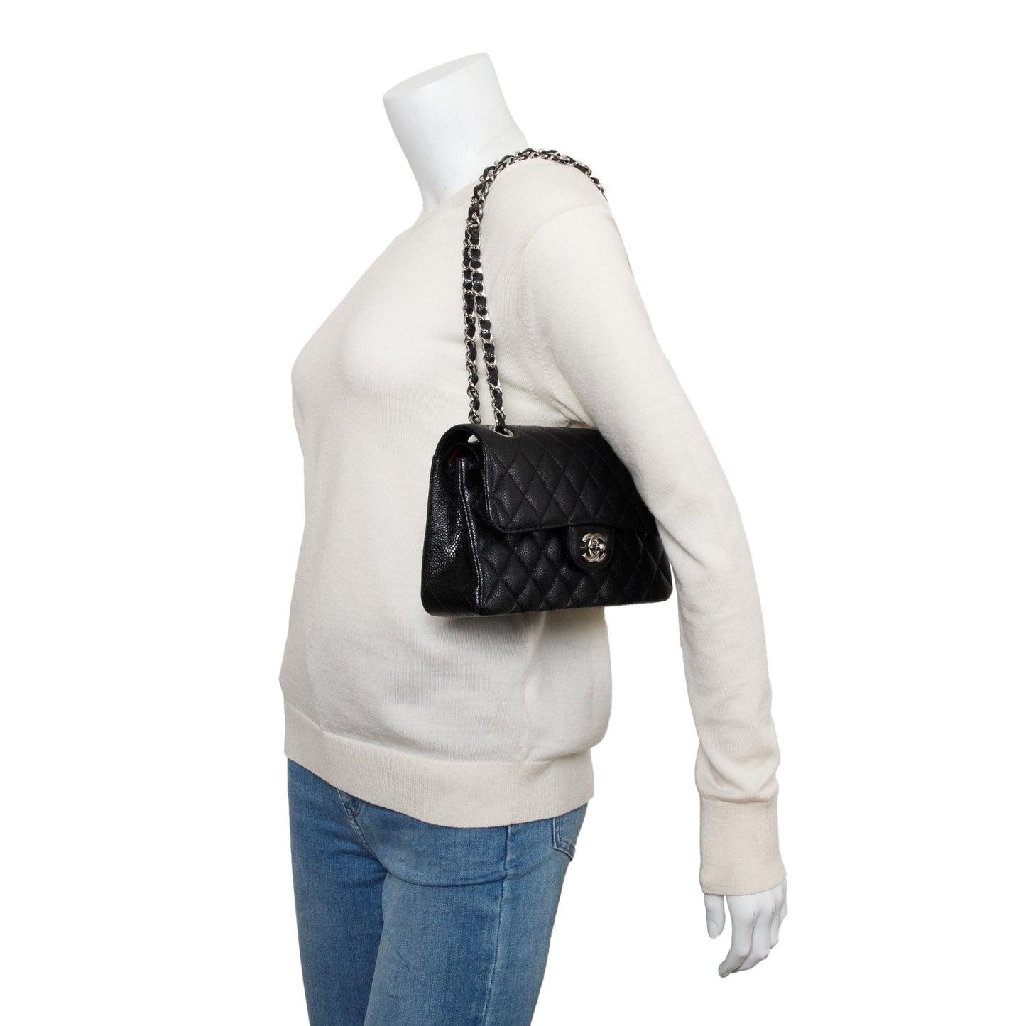 Chanel Caviar Classic Double Flap Black Travel Bag 8