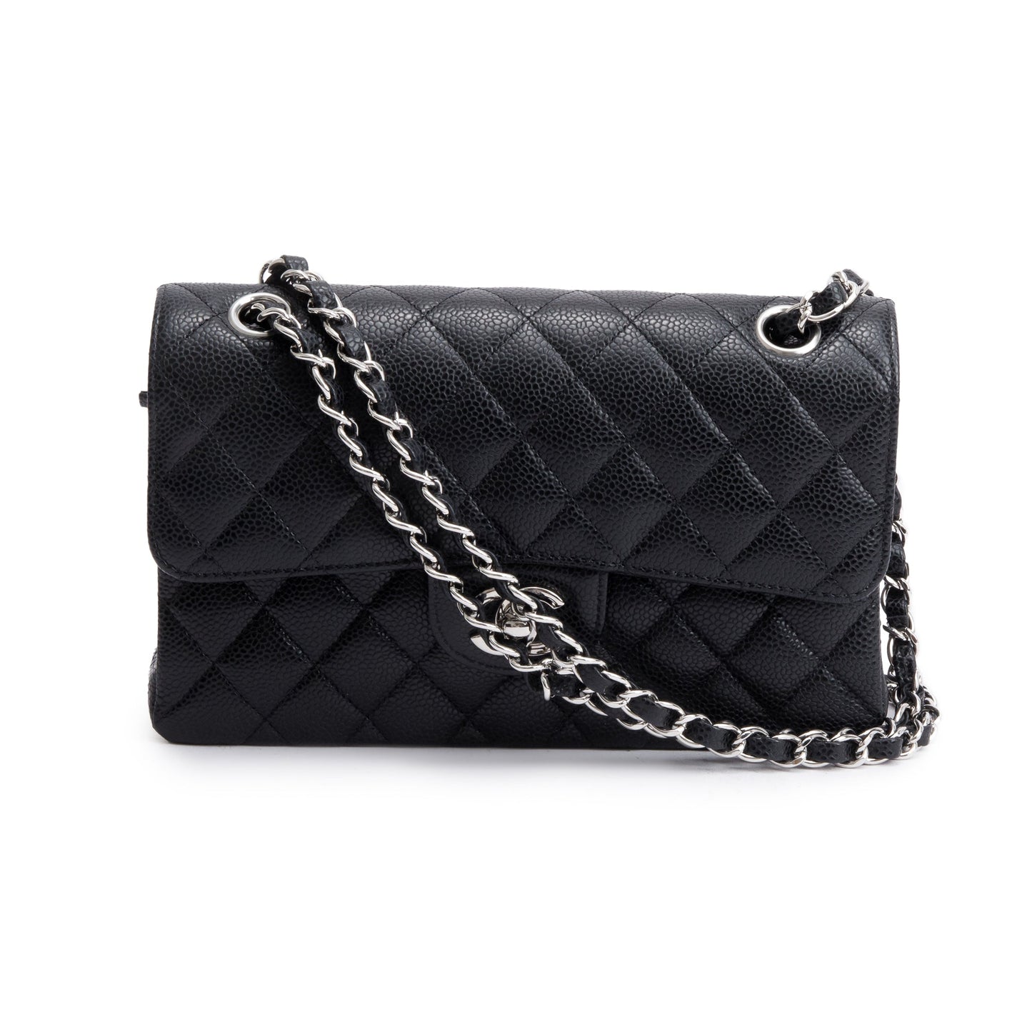 Chanel Caviar Classic Double Flap Black Travel Bag 8