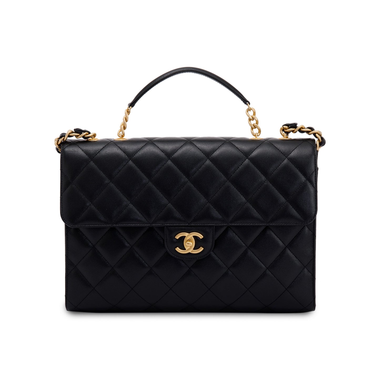 Chanel Caviar CC Flap Briefcase Black Travel Bag