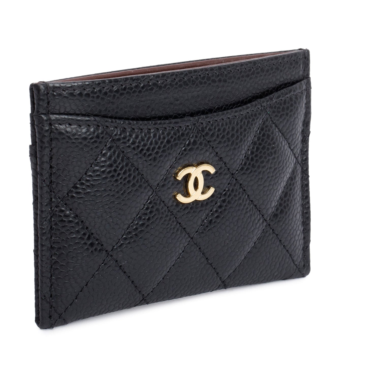 Chanel Caviar Classic Card Holder Leather Black Wallet Case 4