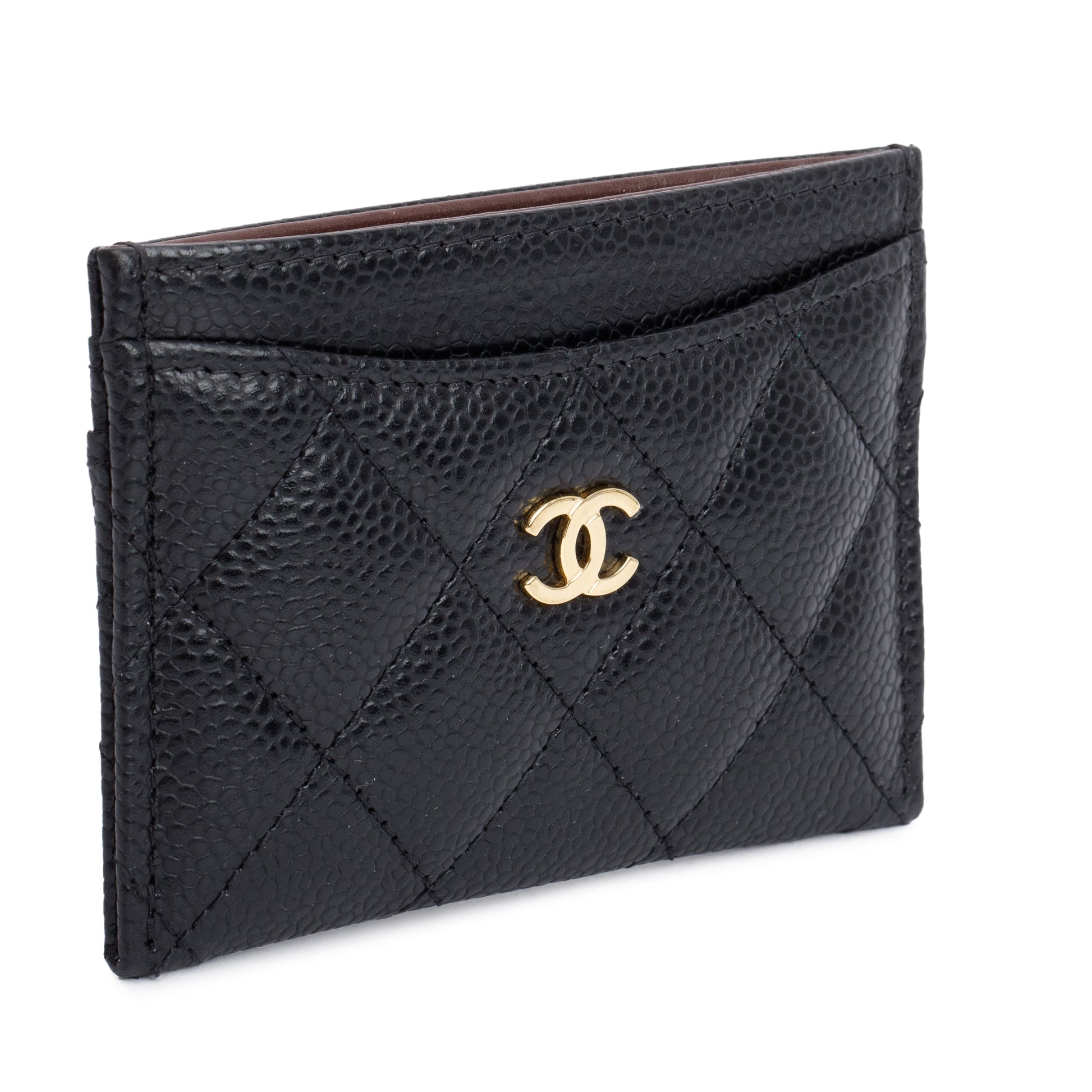 Chanel Caviar Classic Card Holder Leather Black Wallet Case 4