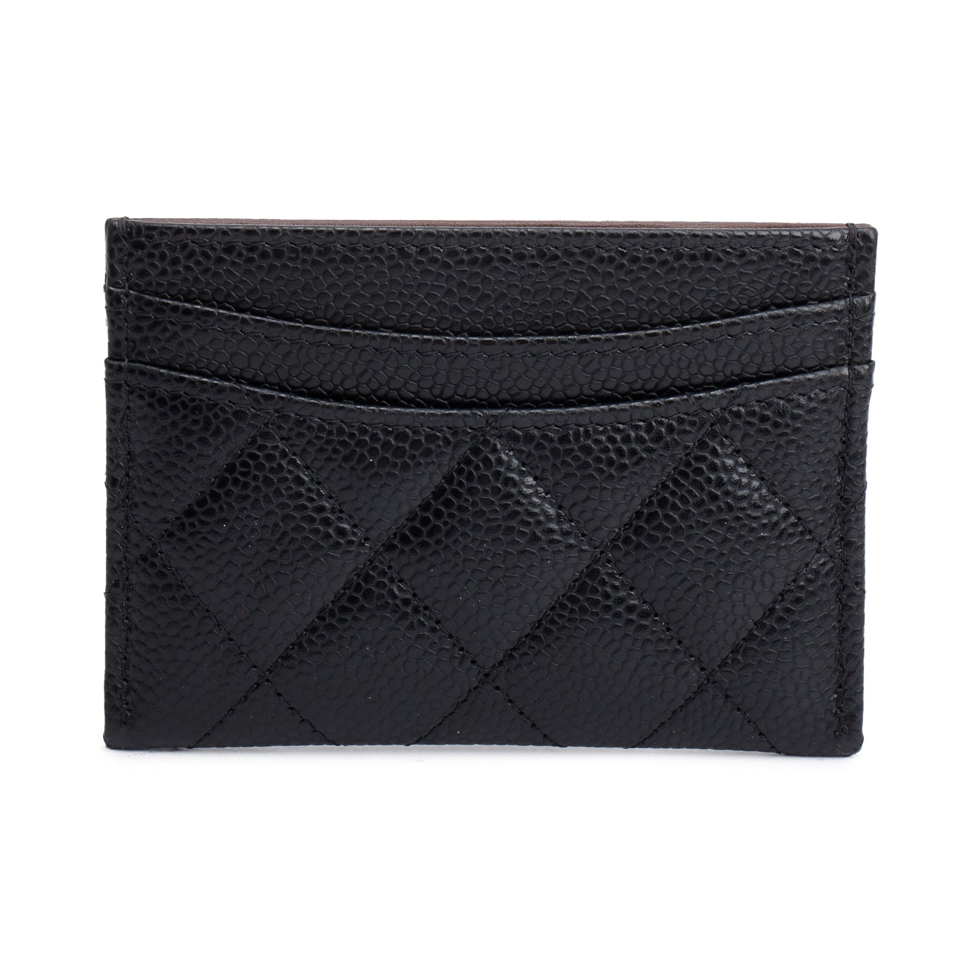 Chanel Caviar Classic Card Holder Leather Black Wallet Case 4