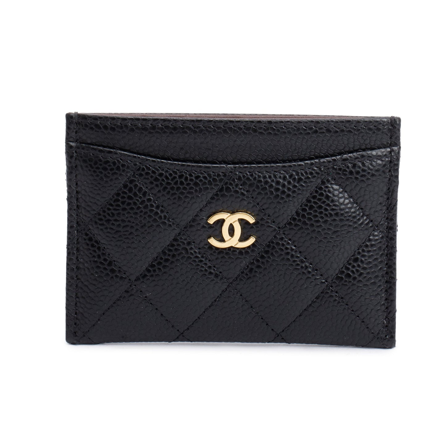 Chanel Caviar Classic Card Holder Leather Black Wallet Case 4