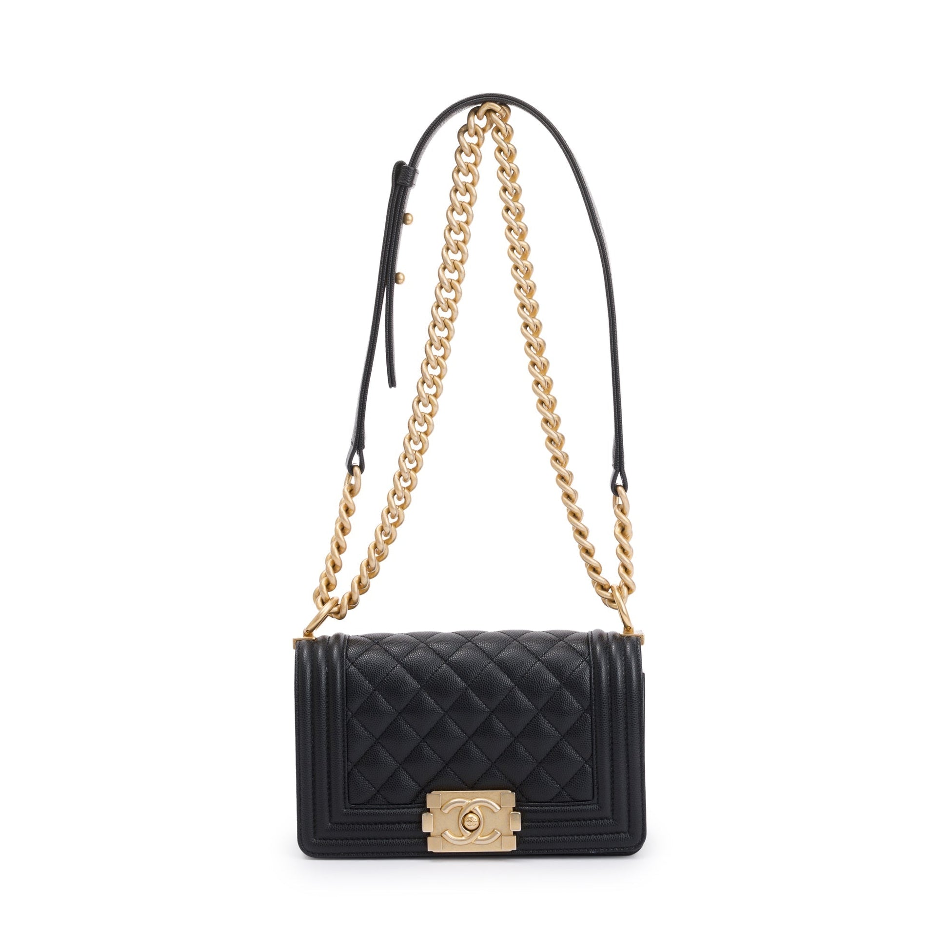 Chanel Caviar Boy Leather Black Travel Bag