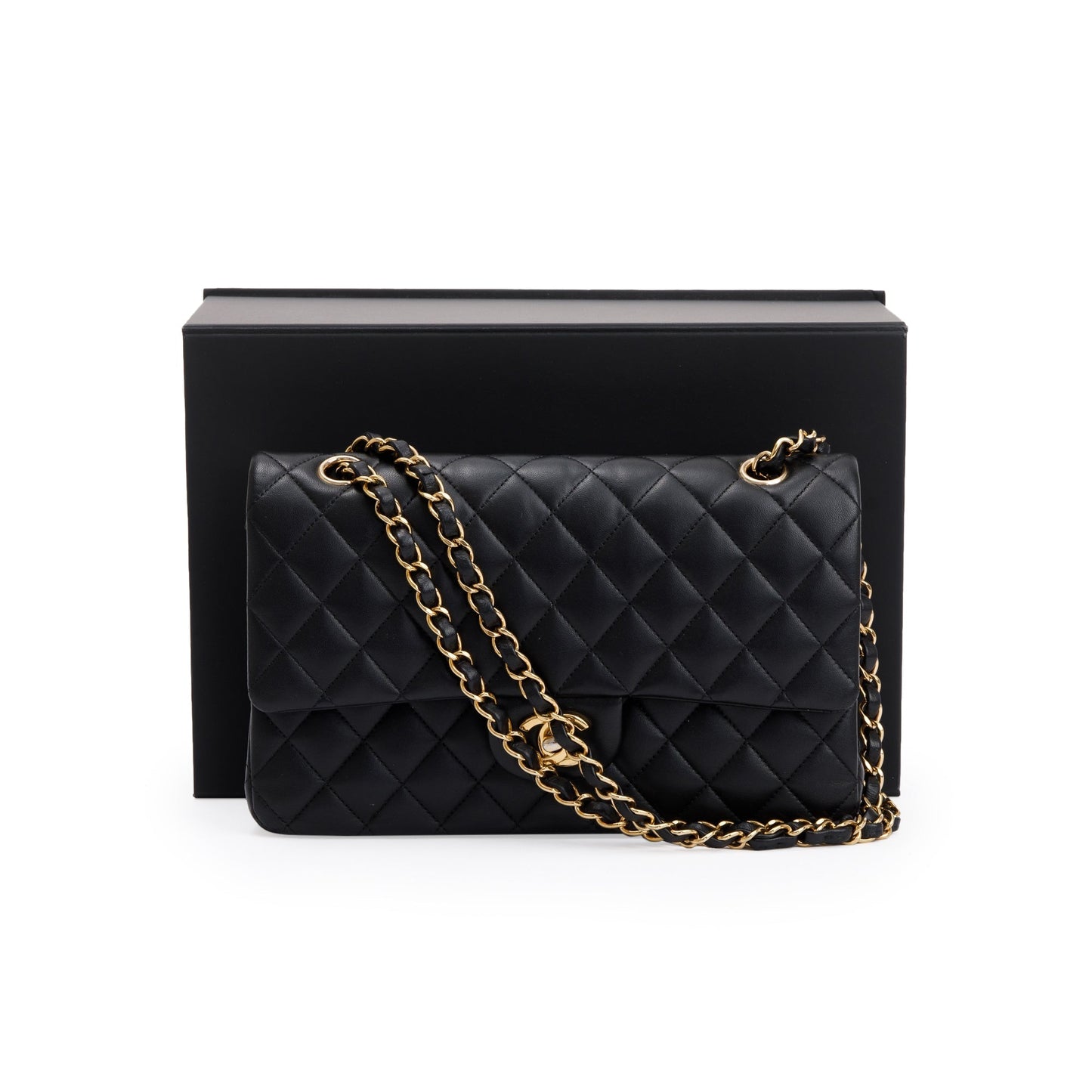 Chanel Classic Double Flap Leather Lambskin Black Travel Bag
