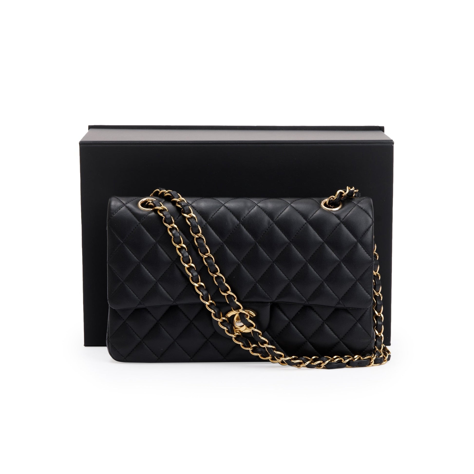 Chanel Classic Double Flap Leather Lambskin Black Travel Bag