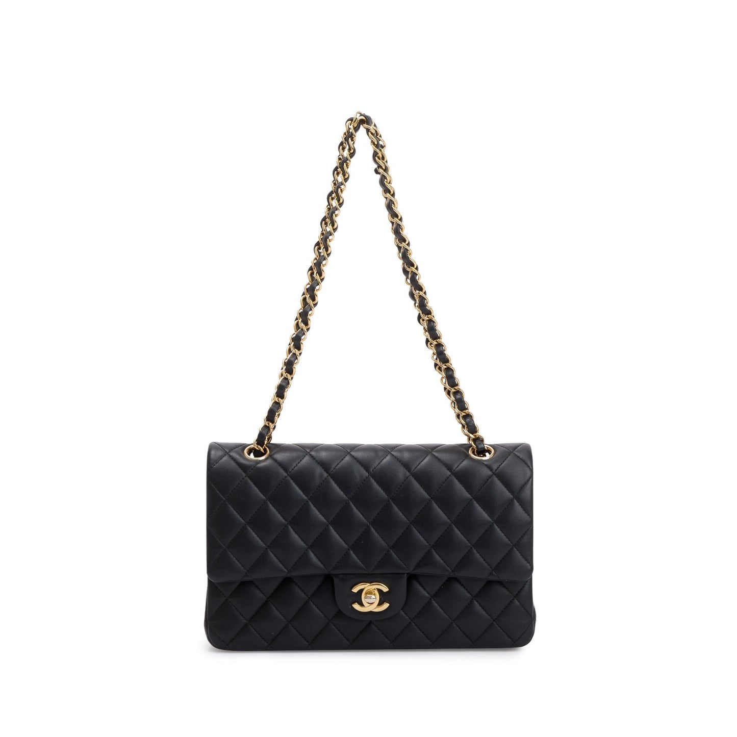 Chanel Classic Double Flap Leather Lambskin Black Travel Bag