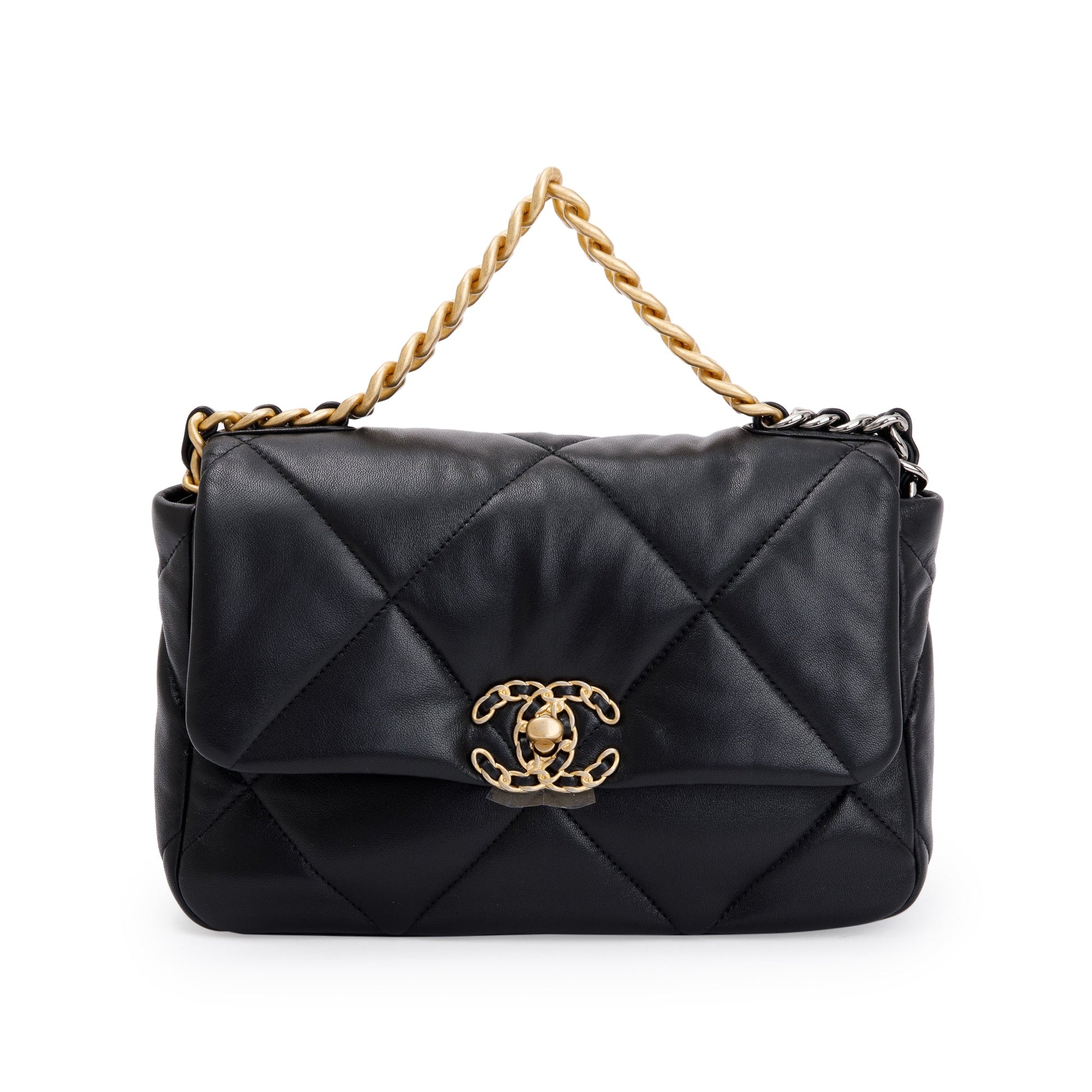 Chanel 19 Flap Leather Lambskin Black Travel Bag