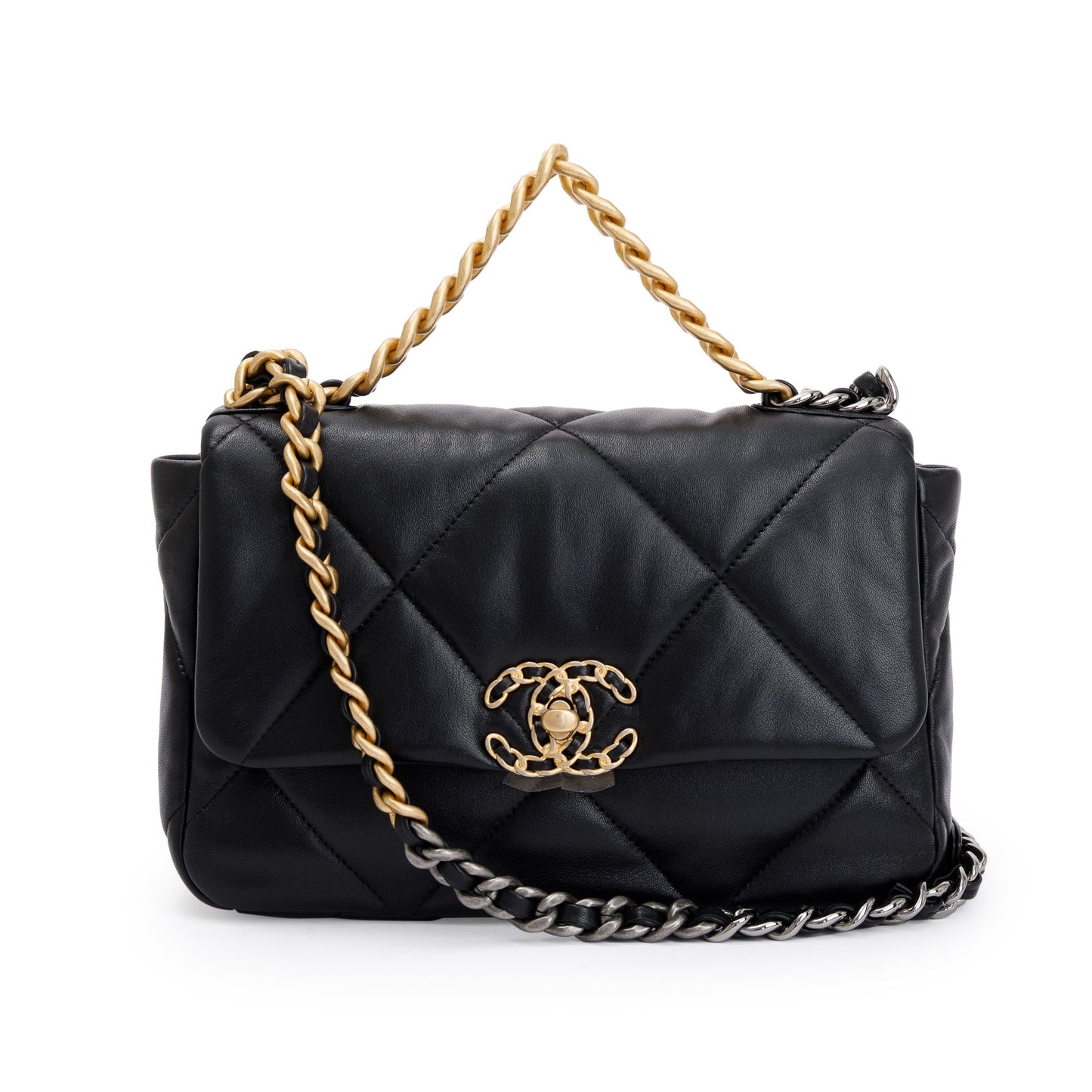 Chanel 19 Flap Leather Lambskin Black Travel Bag