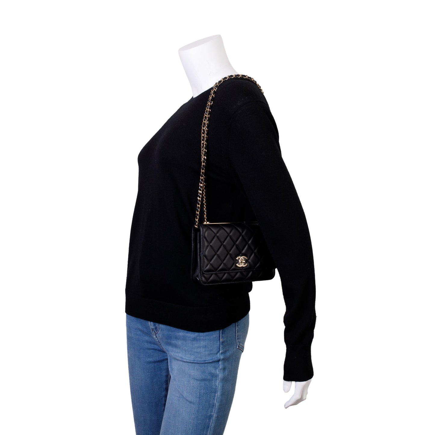 Chanel Trendy on Leather Lambskin Black Wallet Case