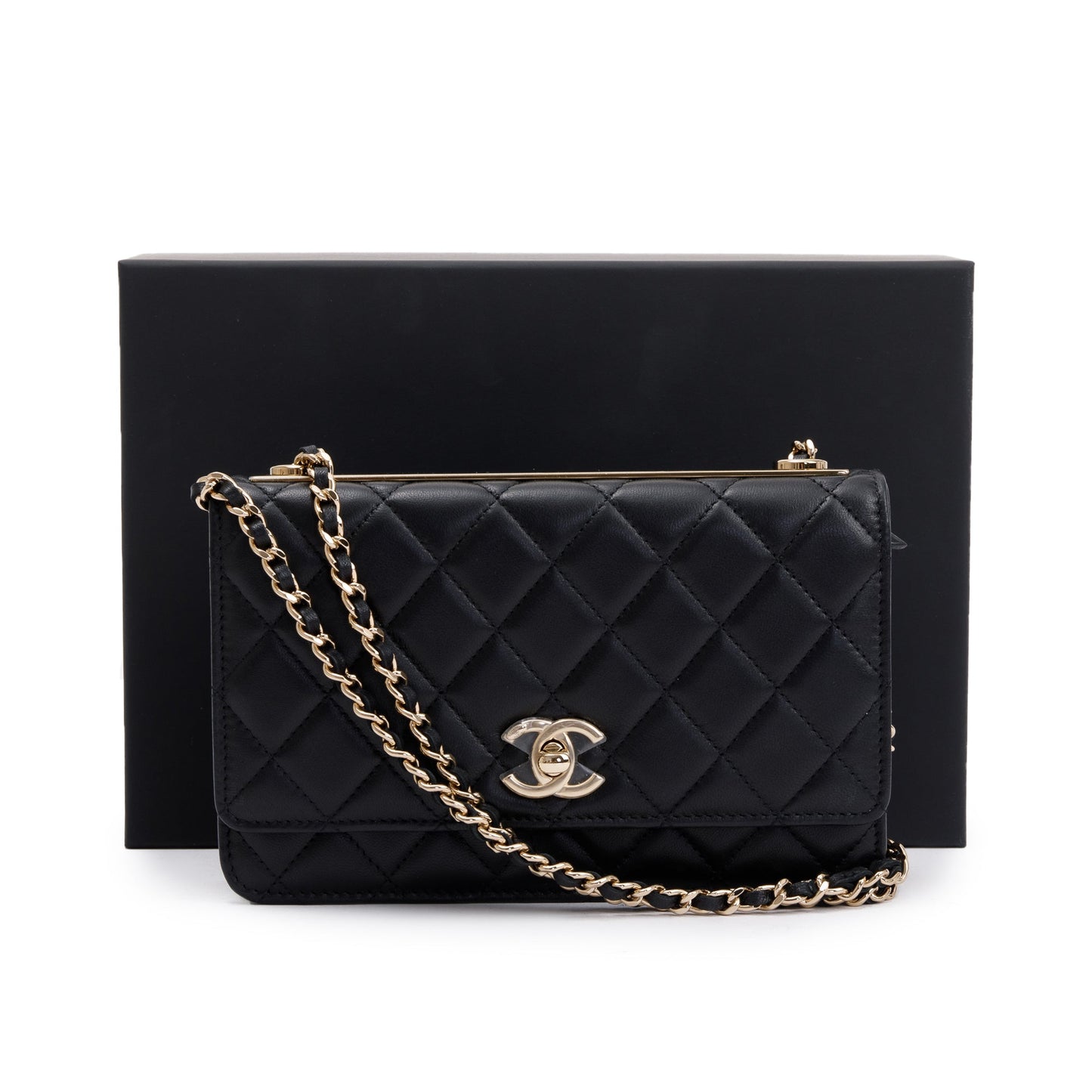 Chanel Trendy on Leather Lambskin Black Wallet Case