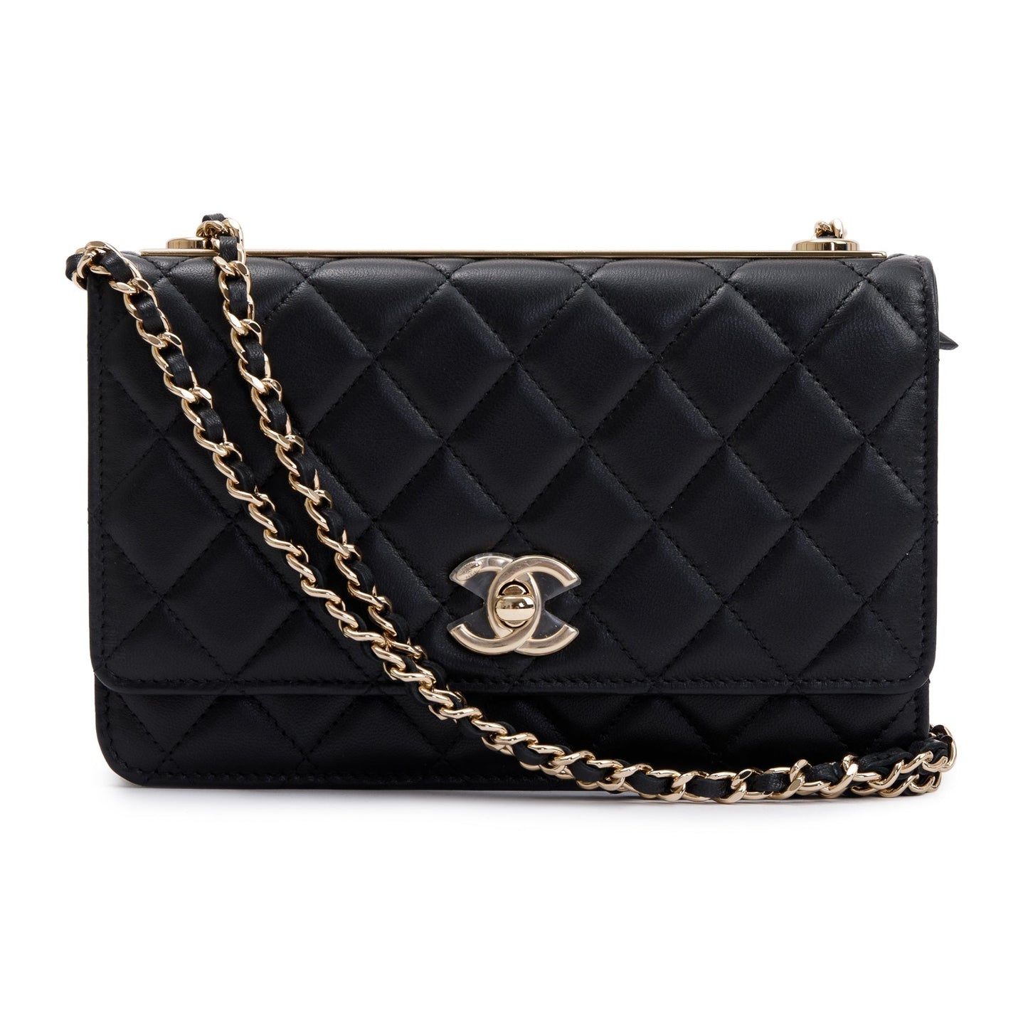 Chanel Trendy on Leather Lambskin Black Wallet Case
