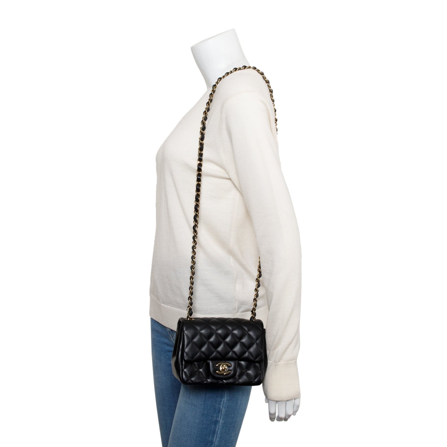 Chanel Quilted Classic Square Flap Leather Calfskin Black Travel Bag