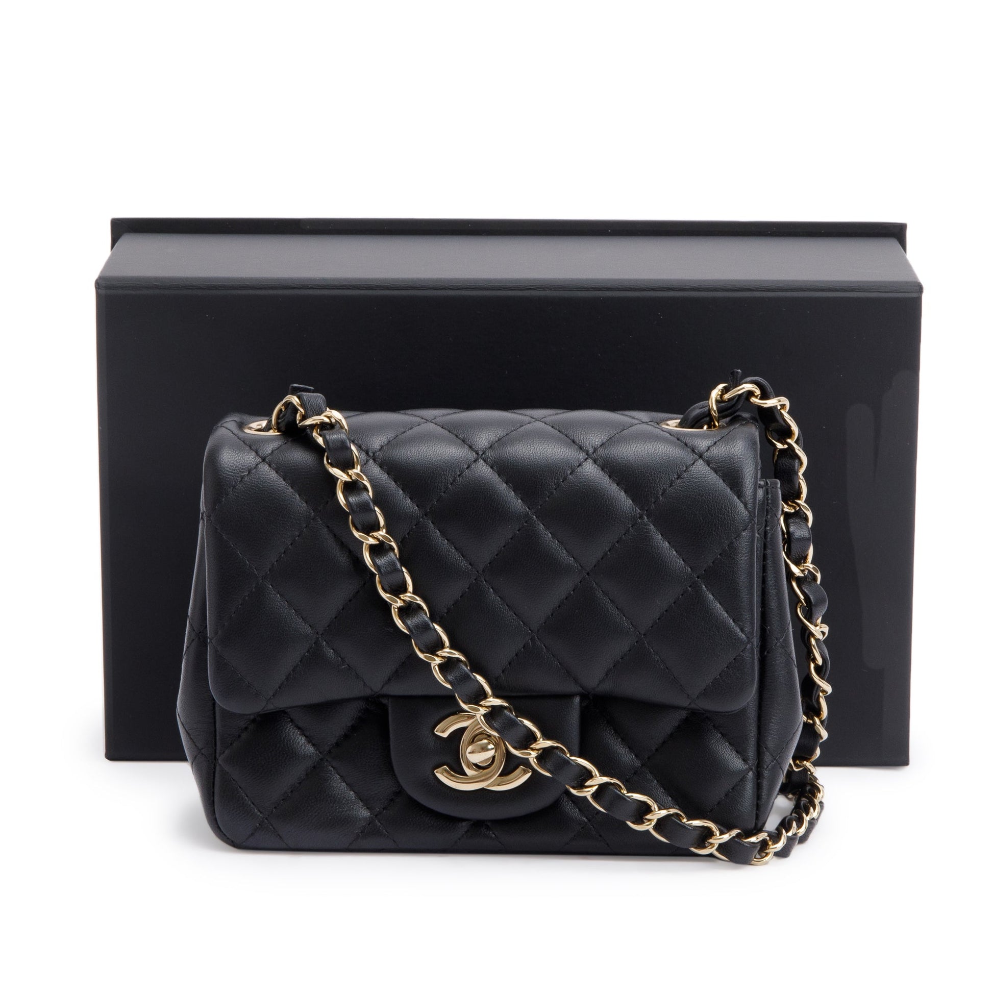 Chanel Quilted Classic Square Flap Leather Calfskin Black Travel Bag