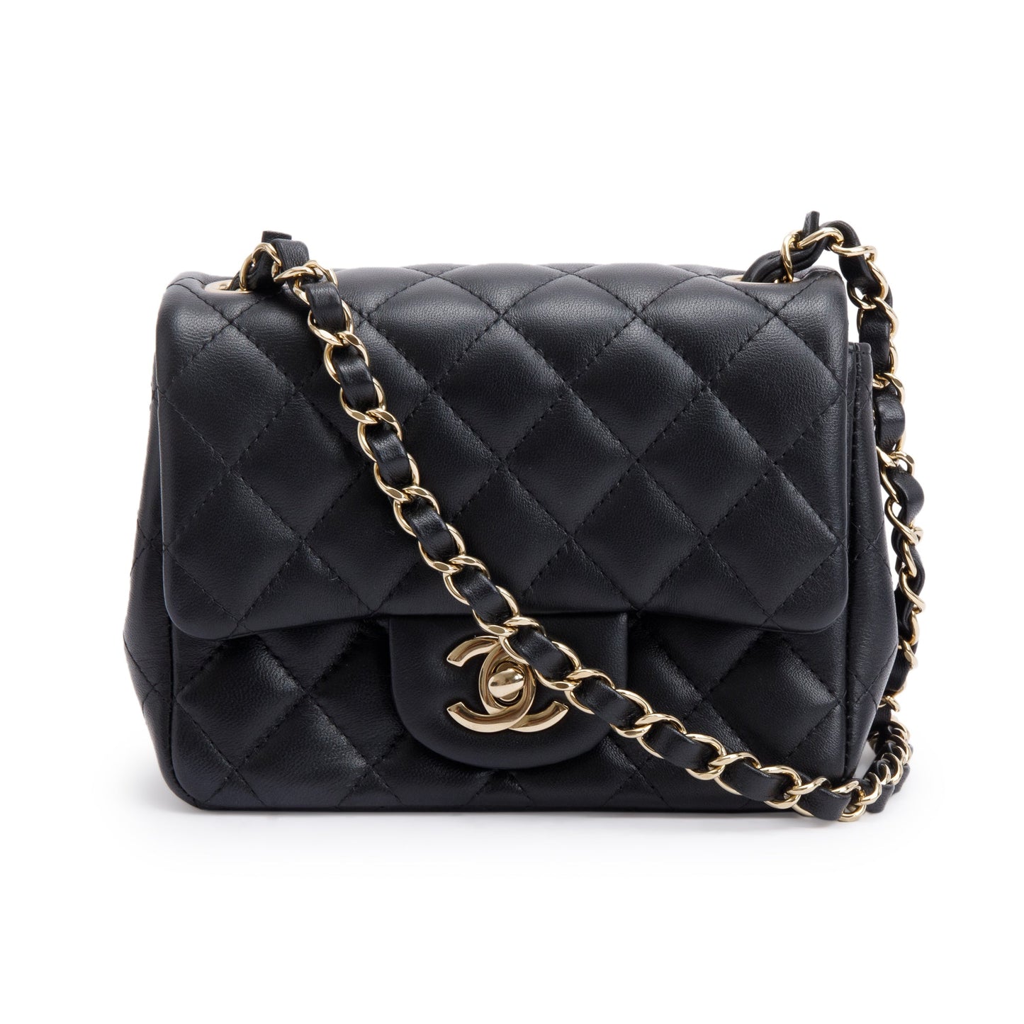 Chanel Quilted Classic Square Flap Leather Calfskin Black Travel Bag