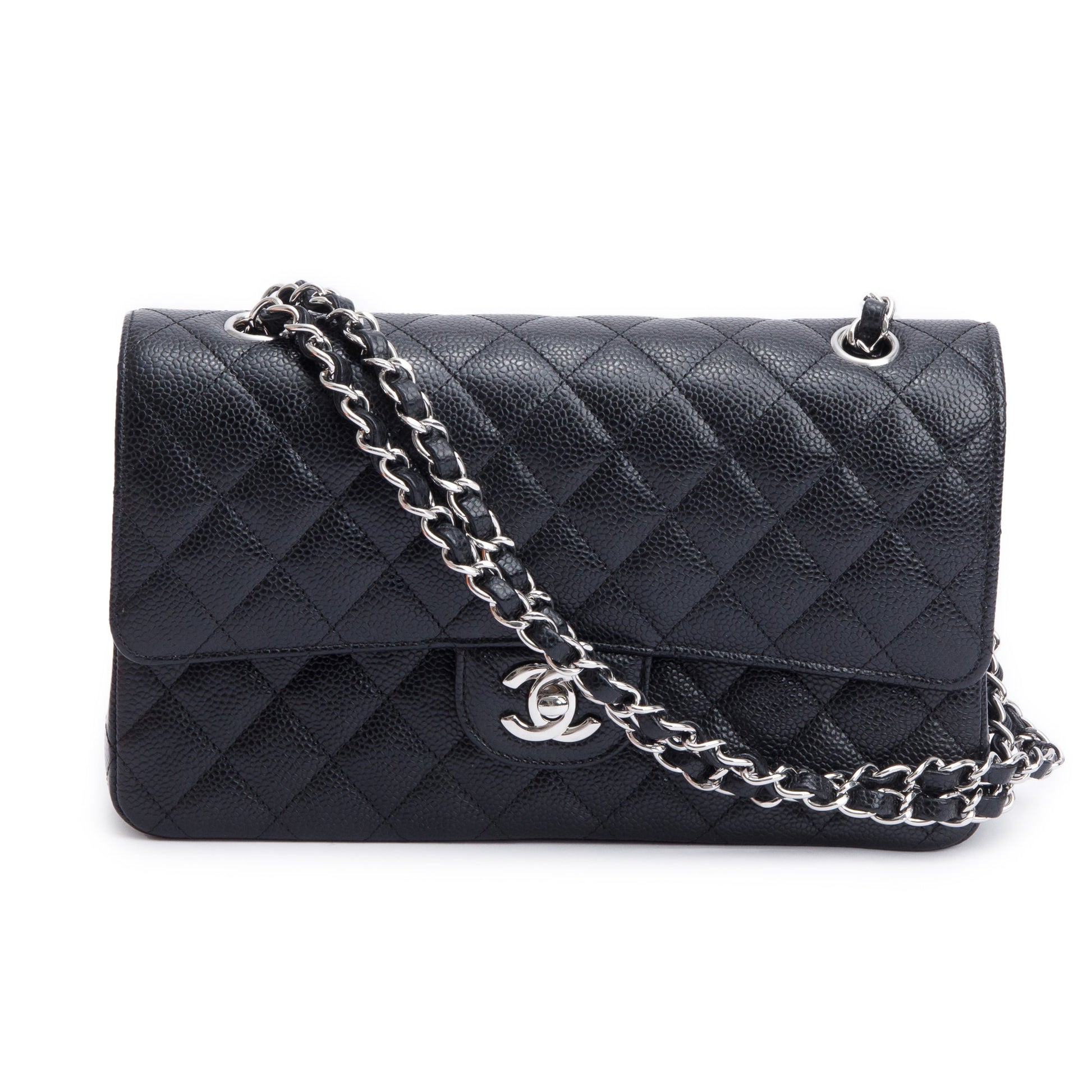 Chanel Quilted Caviar Classic Double Flap Leather Black Travel Bag 3