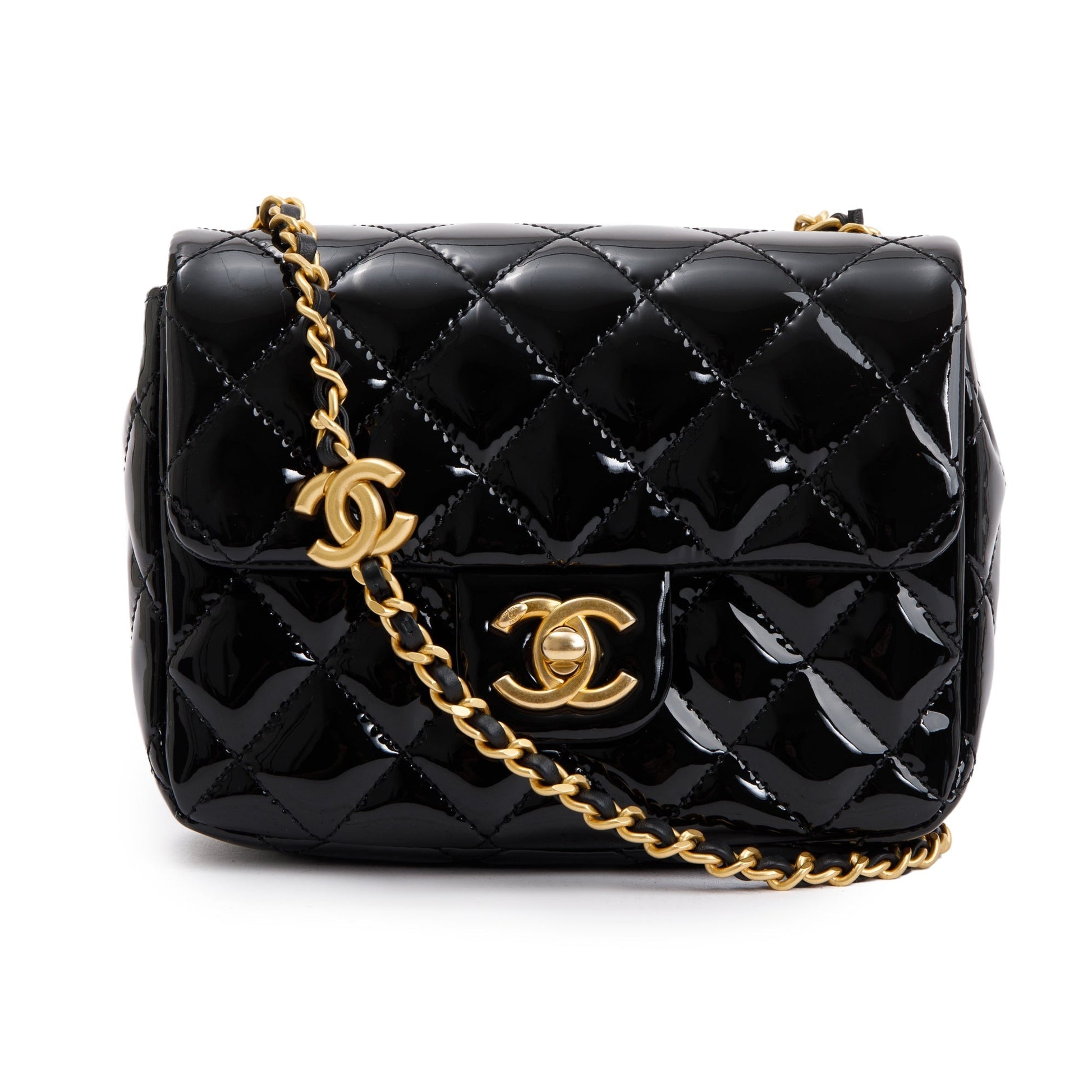 Chanel Quilted Patent Coco De Toi Leather Black Travel Bag