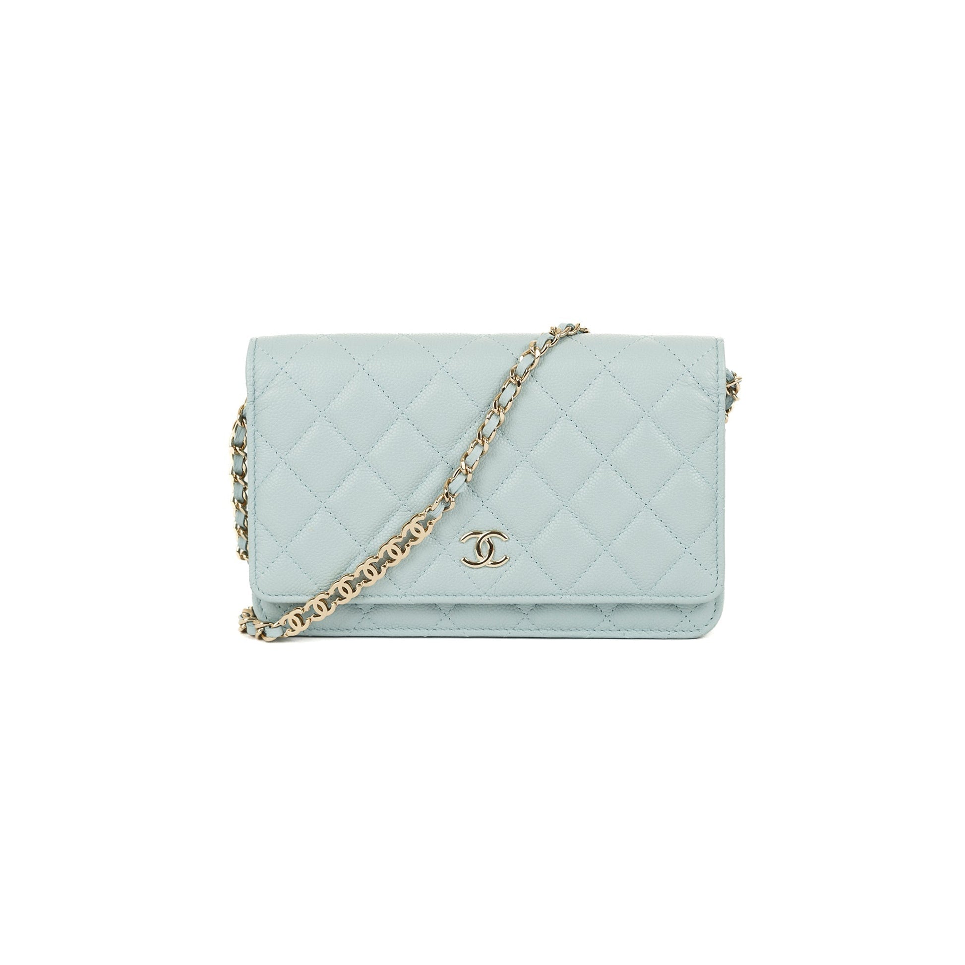 Chanel Caviar Tiny CC on Blue Wallet Case