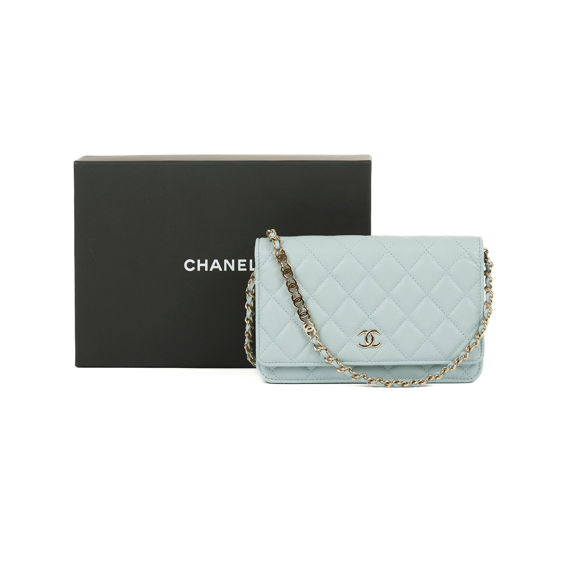 Chanel Caviar Tiny CC on Blue Wallet Case
