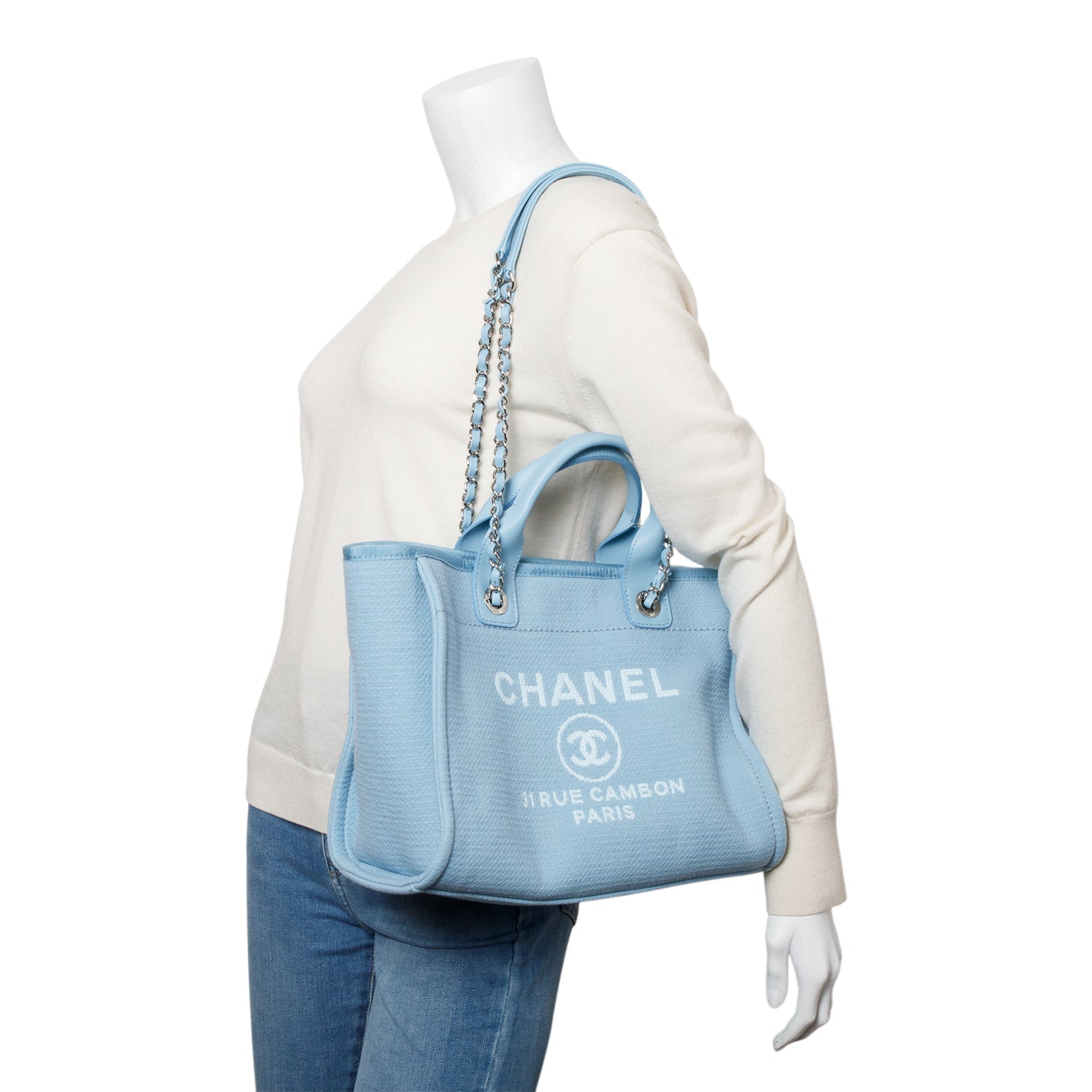 Chanel Mixed Fibers Deauville Blue Travel Bag
