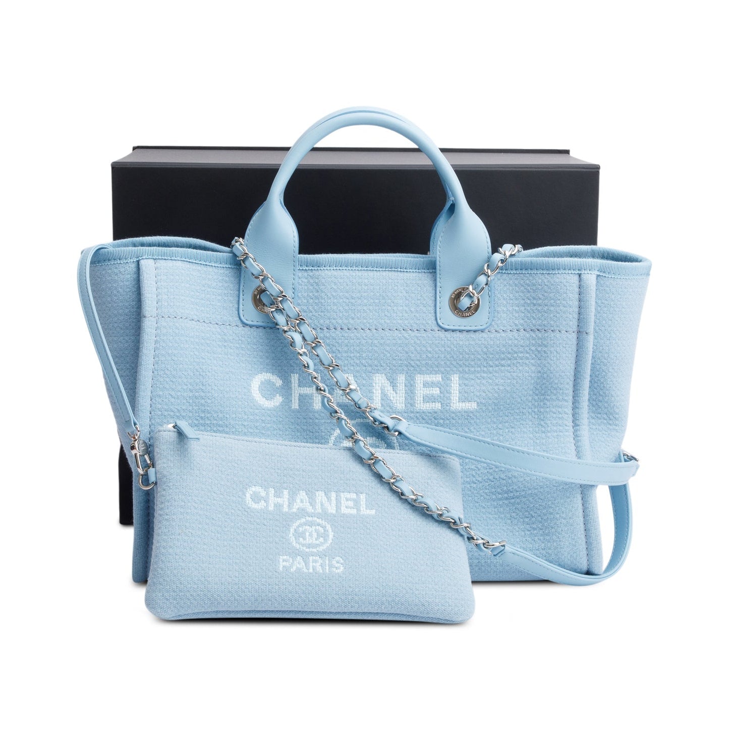 Chanel Mixed Fibers Deauville Blue Travel Bag
