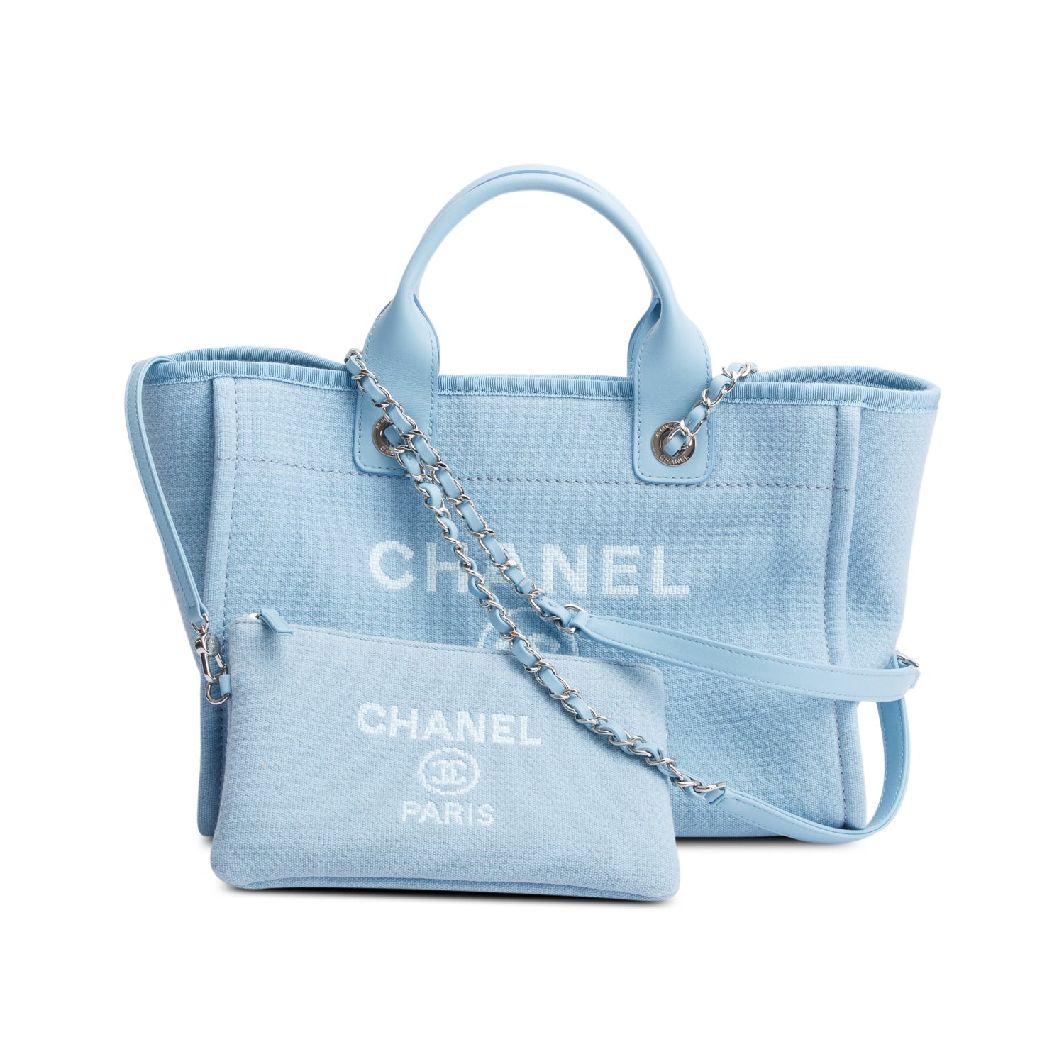 Chanel Mixed Fibers Deauville Blue Travel Bag