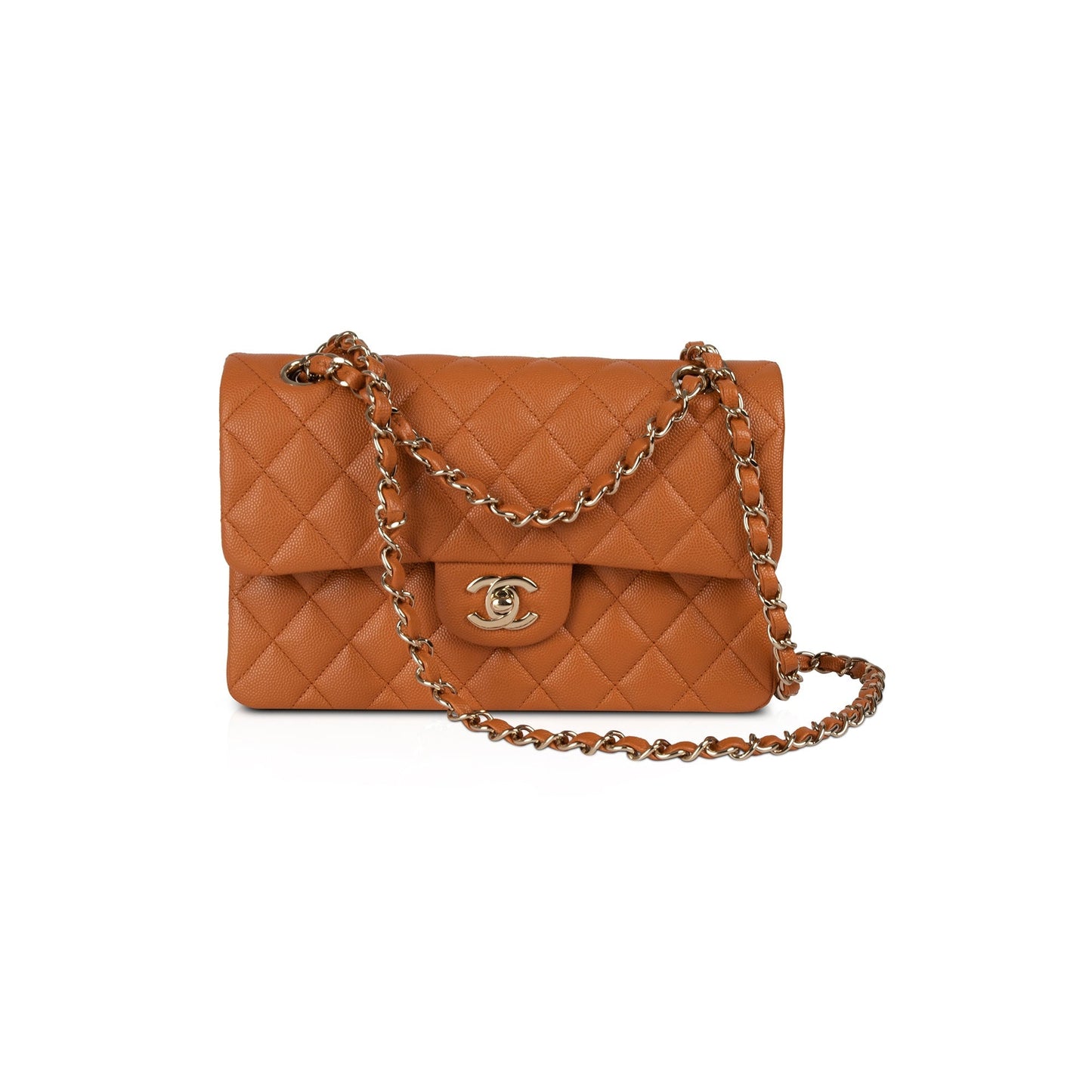 Chanel Caviar Classic Double Flap Brown Travel Bag