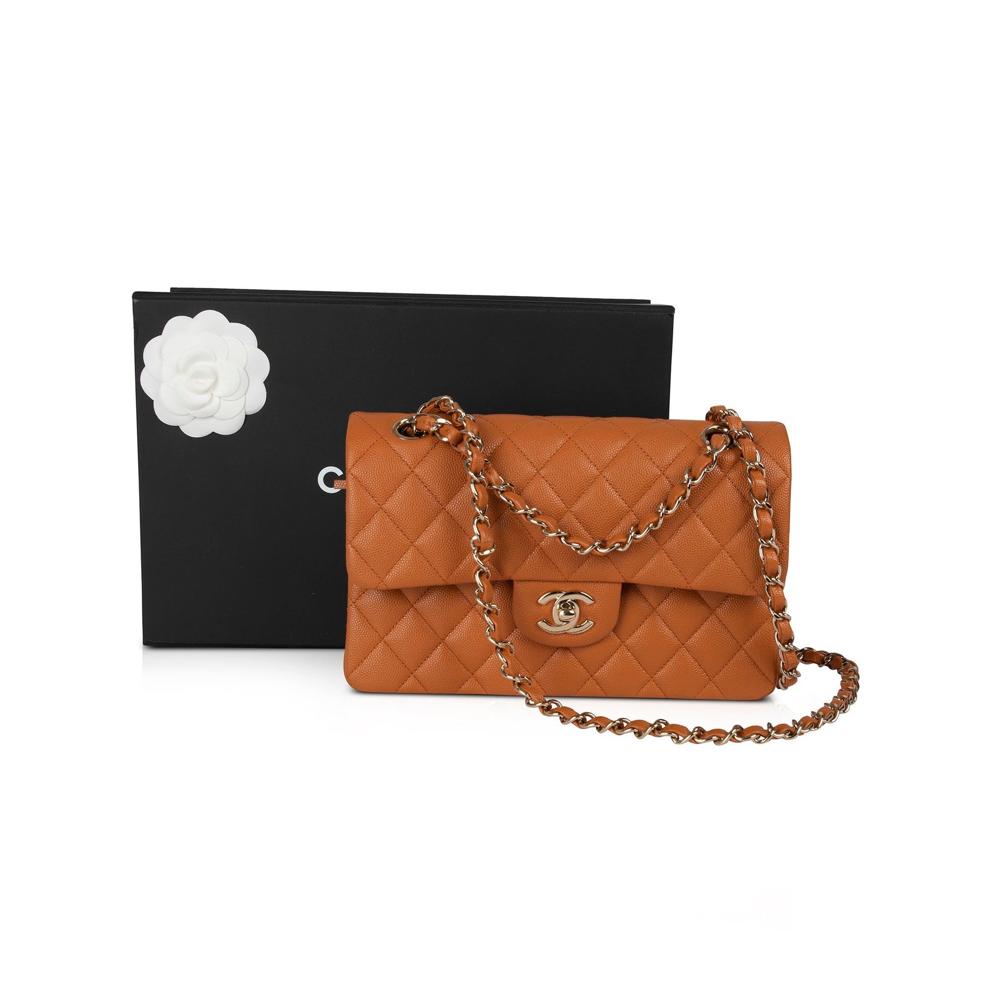 Chanel Caviar Classic Double Flap Brown Travel Bag