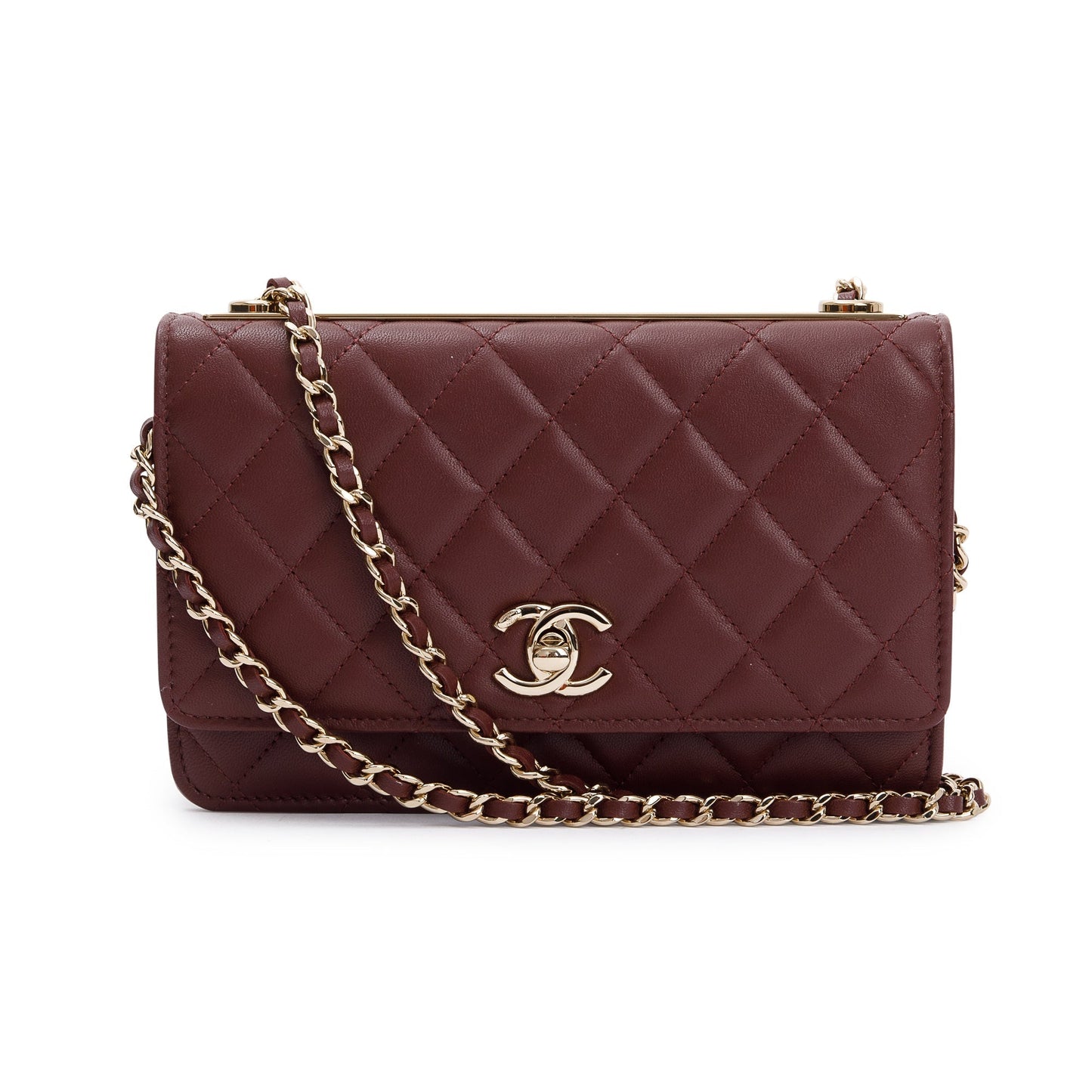 Chanel Burgundy Trendy on Leather Lambskin Wallet Case