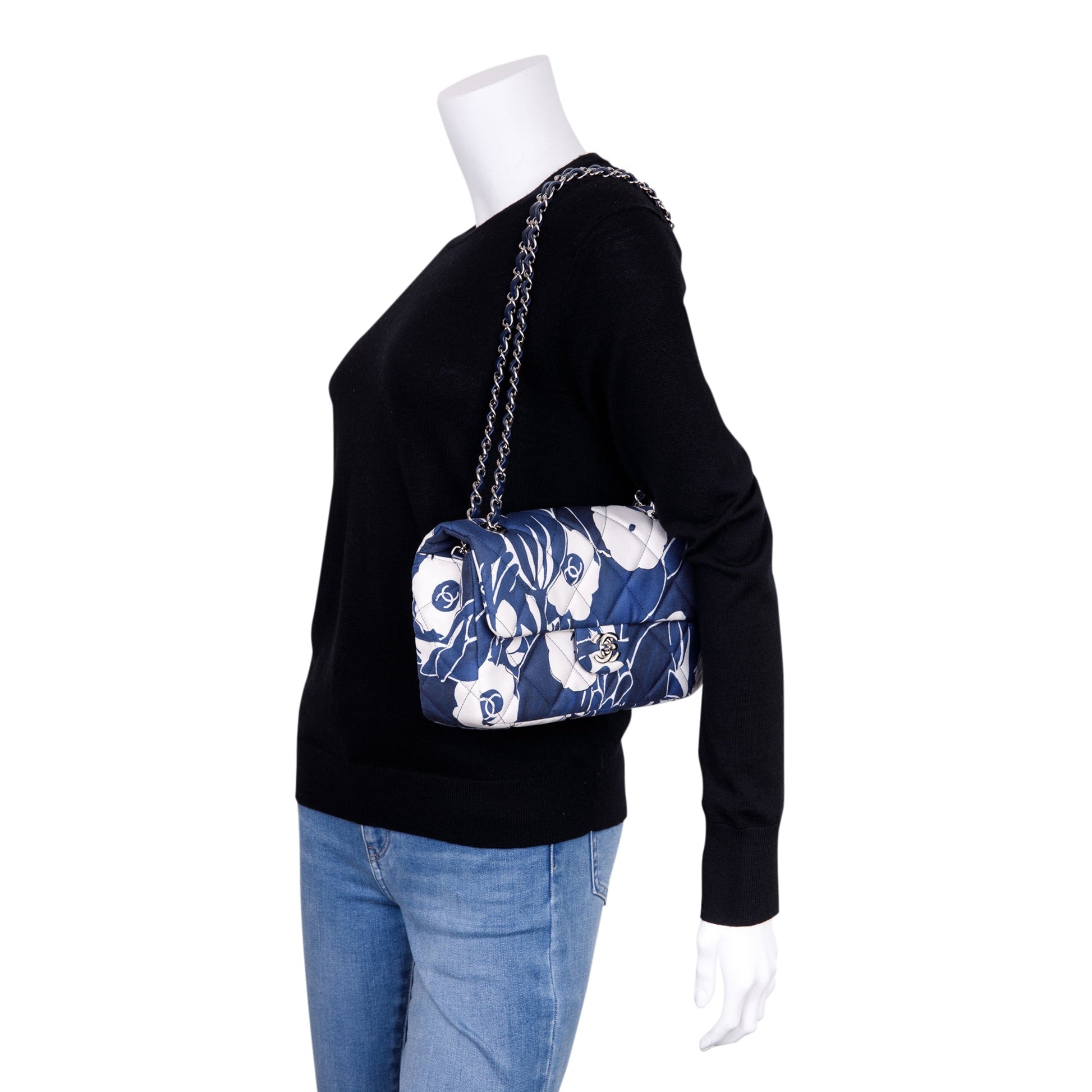 Chanel Floral Printed Silk CC Single Travel Bag
